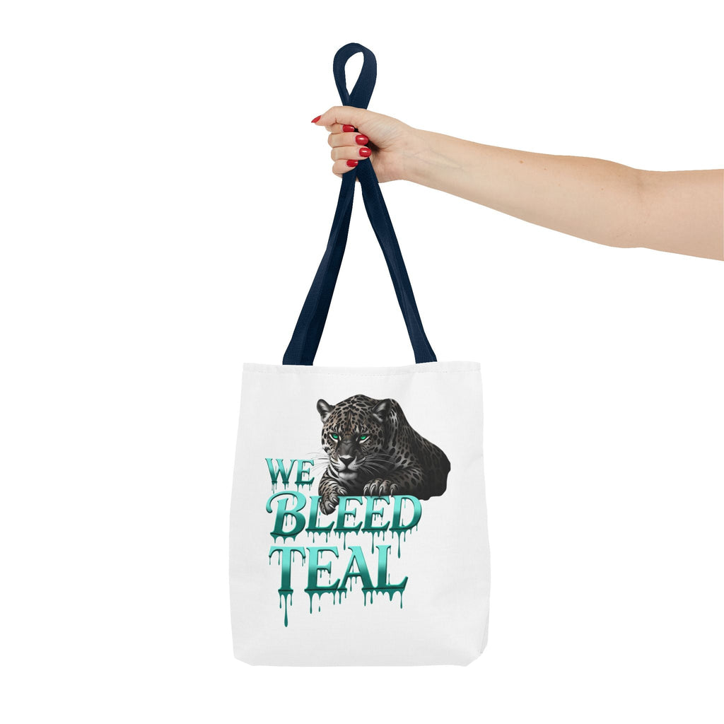 Teal Panther Tote Bag - We Bleed Teal, Animal Lover Gift, Eco-Friendly Bag, College Student Accessory, Unique Shopping Tote Printify