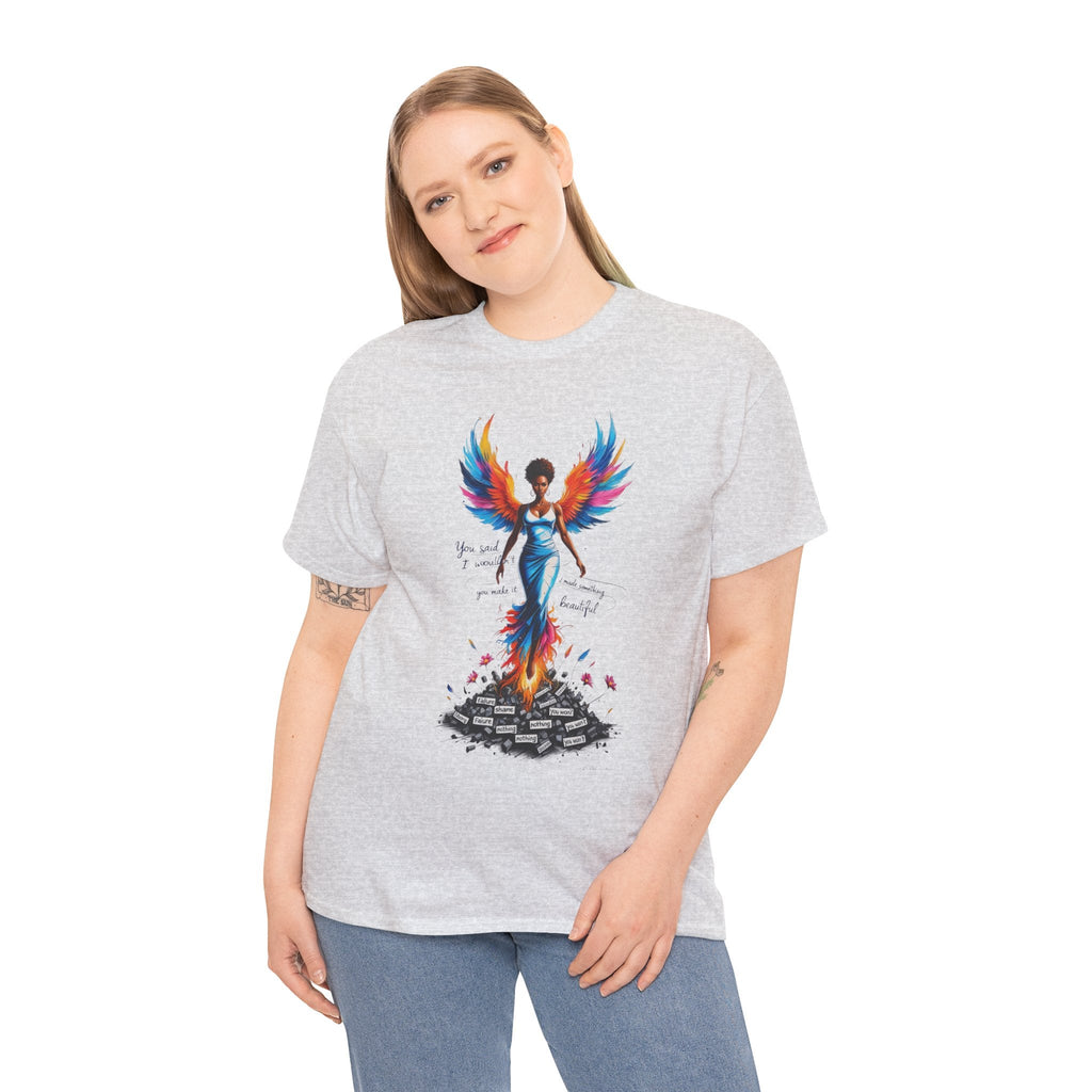 Vibrant Angelic Heavy Cotton Tee - Unisex T-Shirt, Inspirational Apparel, Casual Wear, Gift for Her, Spiritual Fashion Printify