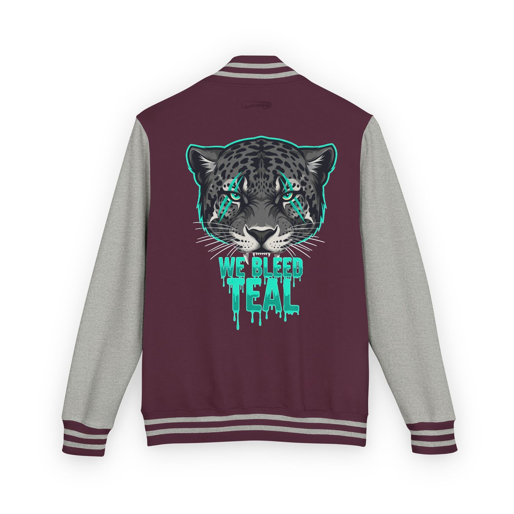 Teal Cheetah Letterman Jacket, Unisex Varsity Jacket, Stylish College Apparel, Gift for Sports Fans, Trendy Streetwear, Casual Fashion