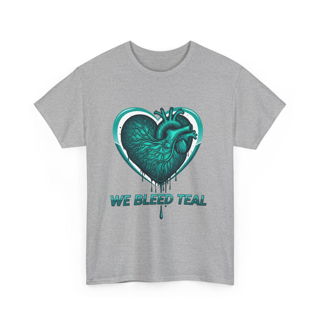 Teal Heart Awareness Tee, Unisex Cotton Shirt, Supportive Gear, Medical Awareness, Gift for Loved Ones, Casual Wear Printify