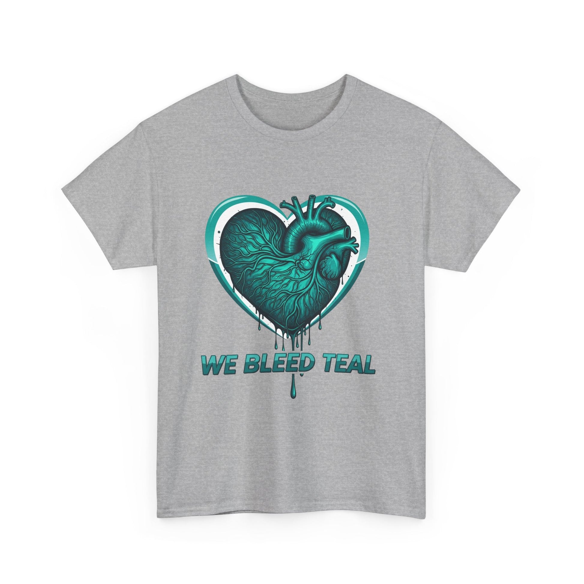 Teal Heart Awareness Tee, Unisex Cotton Shirt, Supportive Gear, Medical Awareness, Gift for Loved Ones, Casual Wear Printify