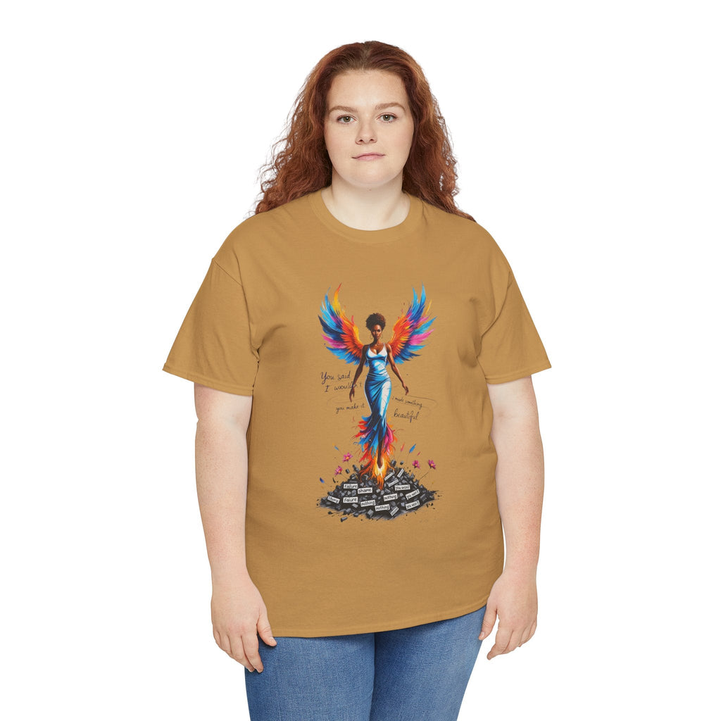 Vibrant Angelic Heavy Cotton Tee - Unisex T-Shirt, Inspirational Apparel, Casual Wear, Gift for Her, Spiritual Fashion Printify