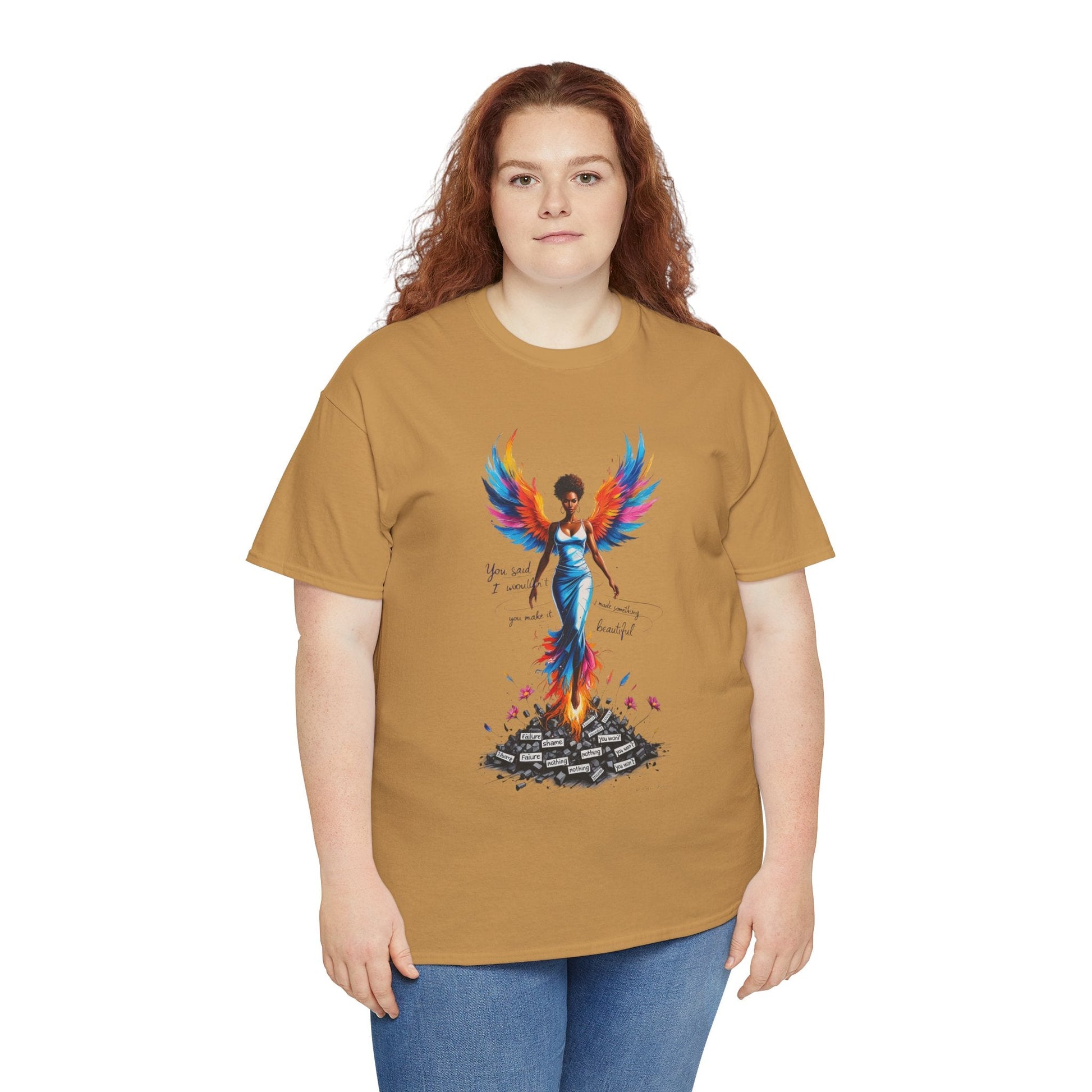 Vibrant Angelic Heavy Cotton Tee - Unisex T-Shirt, Inspirational Apparel, Casual Wear, Gift for Her, Spiritual Fashion Printify