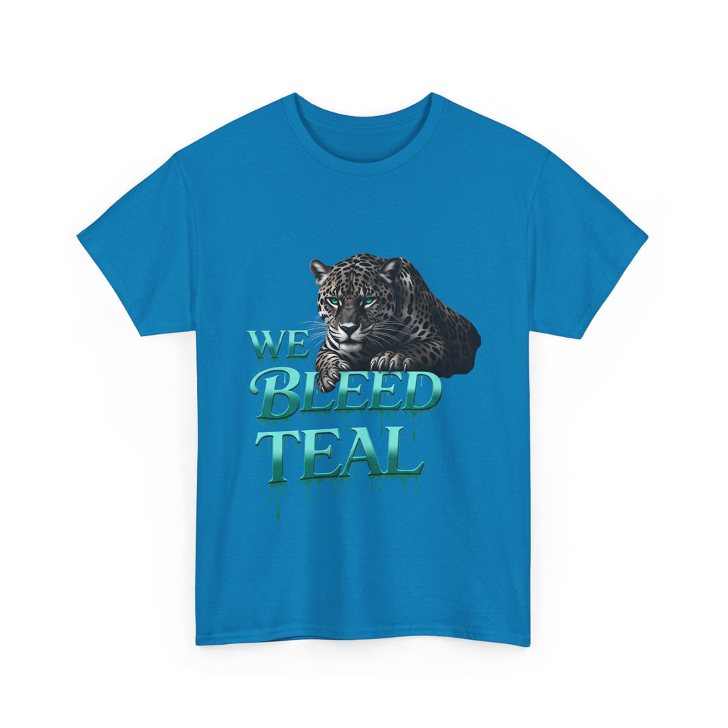 Teal Bleeding Cat Tee: Unisex Heavy Cotton Shirt, Pet Lover Gift, Casual Wear, Animal Lover Apparel, Unique Graphic Tee Printify