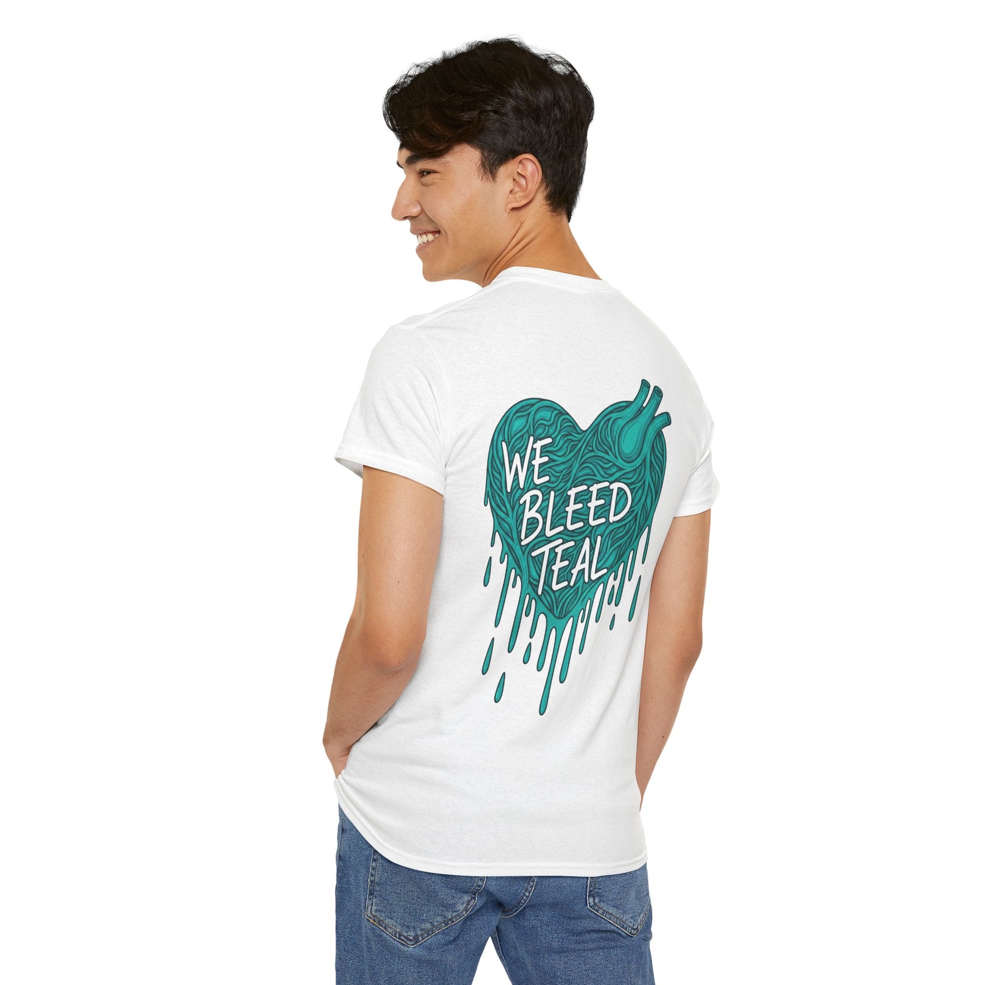 Teal Heart Tee - Unisex Heavy Cotton T-Shirt, Gift for Sports Fans, Casual Wear, Team Spirit Apparel, Soft Cotton Tee, Everyday Comfort Printify