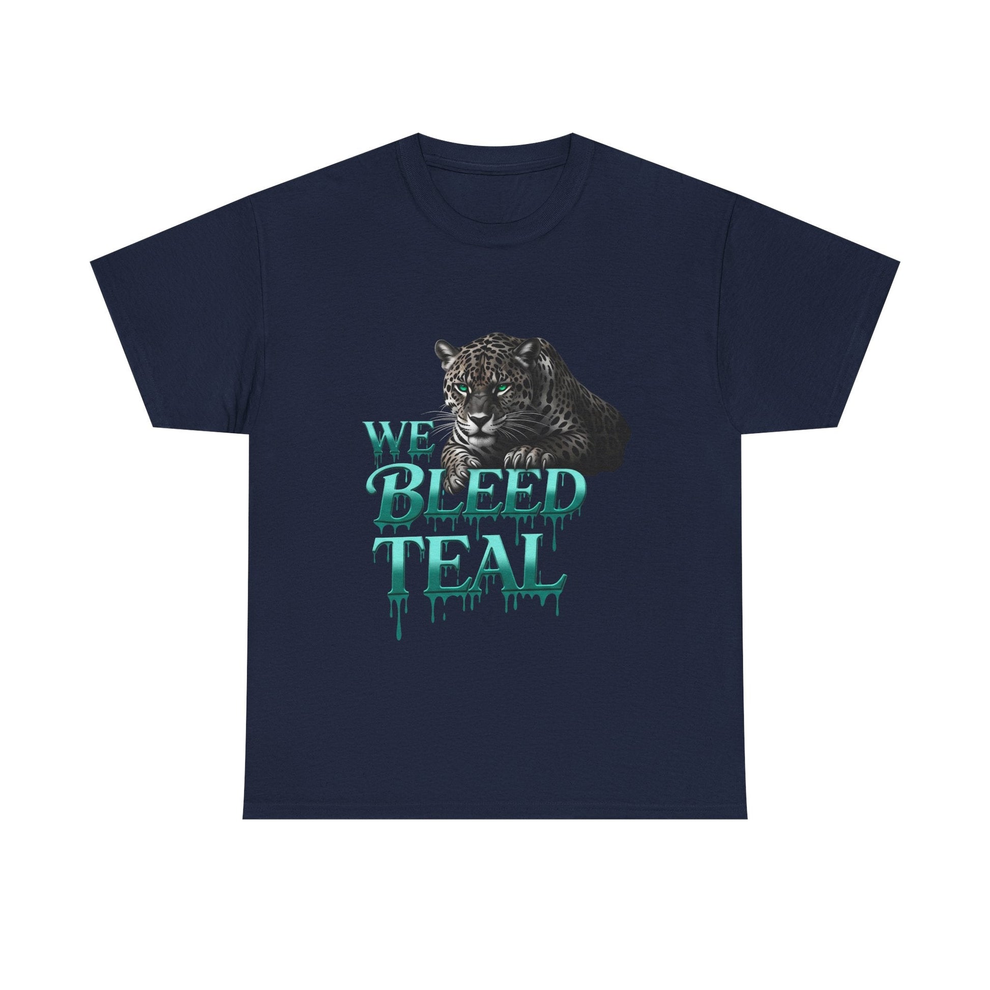 Teal Bleeding Cat Tee: Unisex Heavy Cotton Shirt, Pet Lover Gift, Casual Wear, Animal Lover Apparel, Unique Graphic Tee Printify