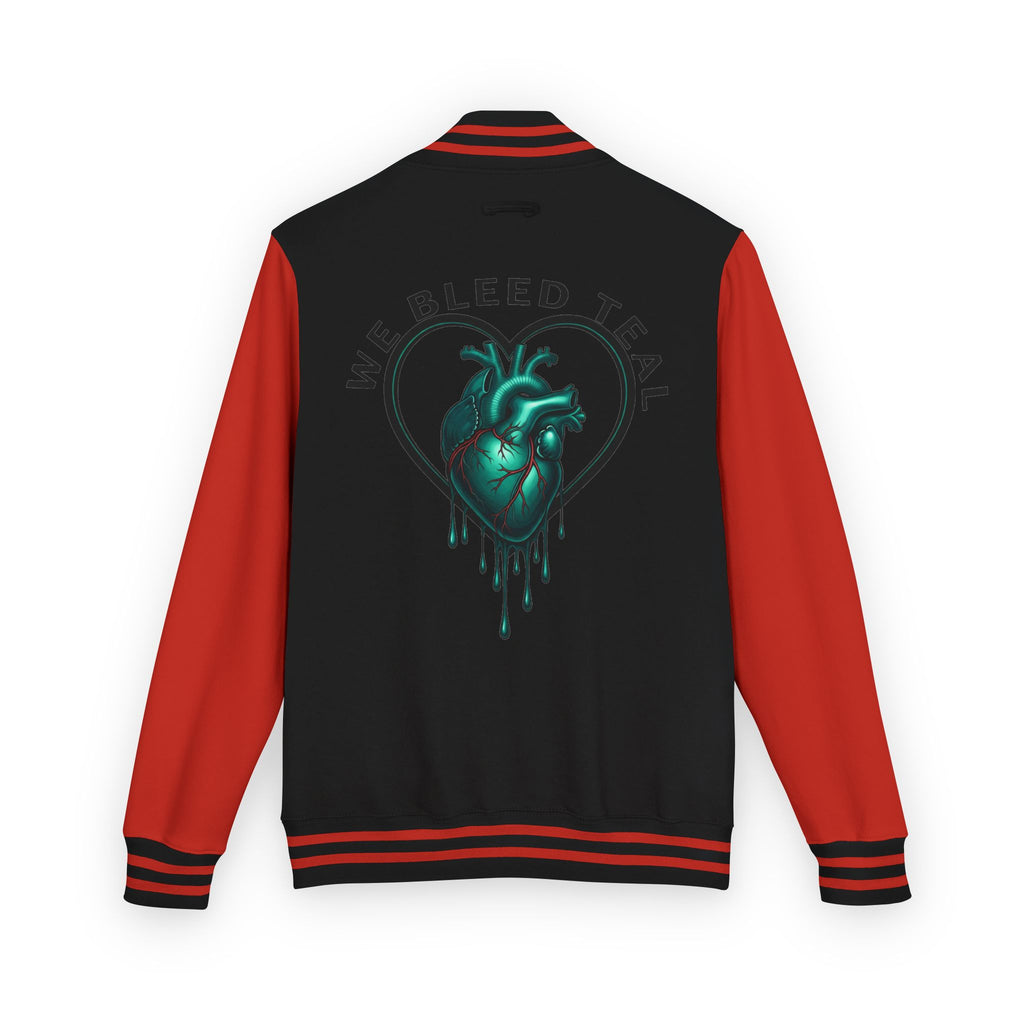Unisex Heavyweight Letterman Jacket with We Bleed Teal Design | Comfort Wear for Game Day, Sports Events, Nostalgia Rides, [...]