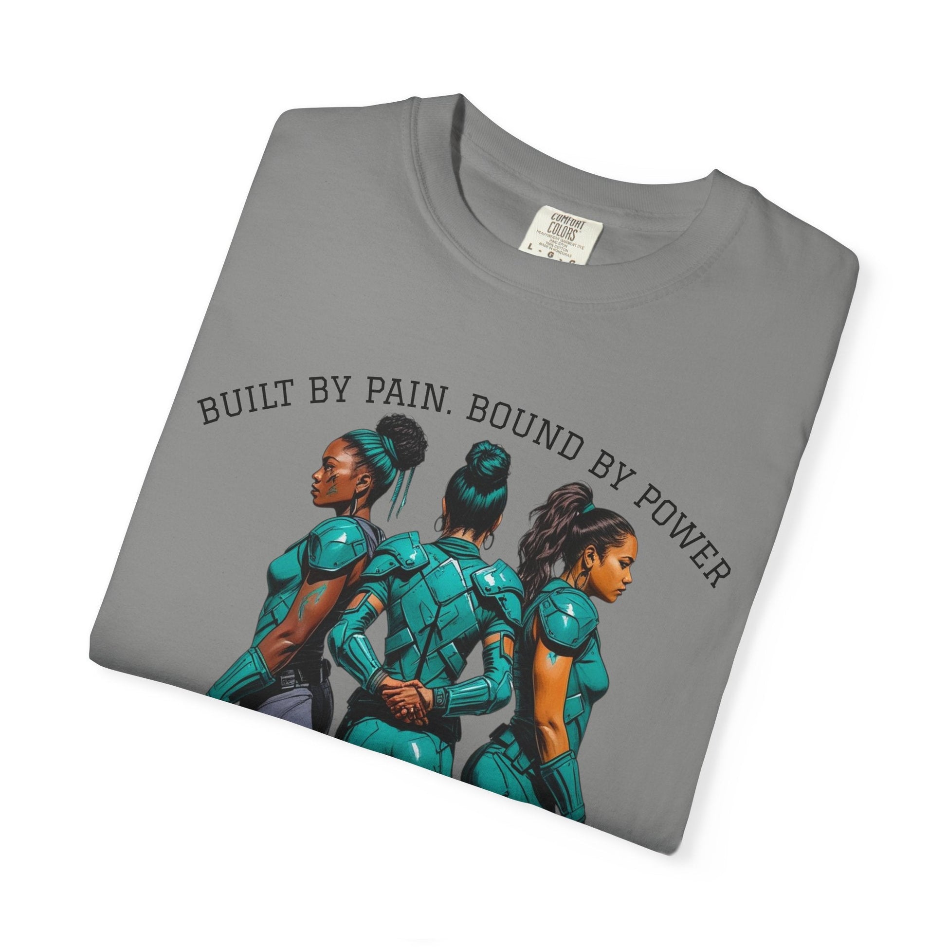 Empowerment Graphic Tee, Built by Pain Bound by Power Shirt, Unisex Motivational T-Shirt, Fitness Apparel, Unique Gift for Warriors Printify