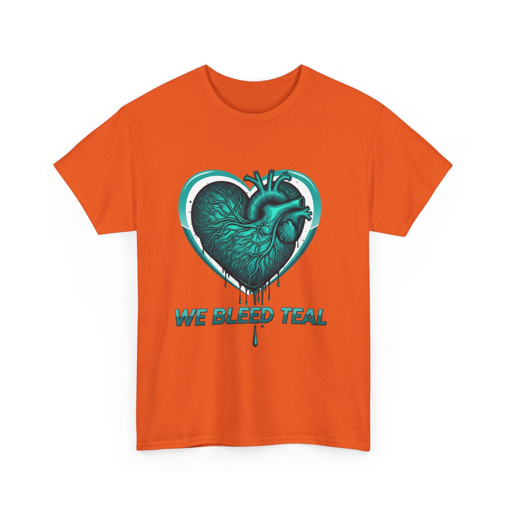 Teal Heart Awareness Tee, Unisex Cotton Shirt, Supportive Gear, Medical Awareness, Gift for Loved Ones, Casual Wear Printify