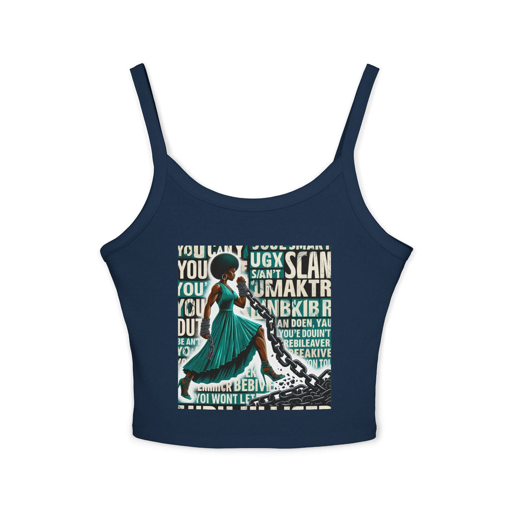 Empowered Woman Spaghetti Strap Tank Top - Inspirational Fashion for Females, Summer Tops, Gift for Her, Festival Wear, Casual Style Printify