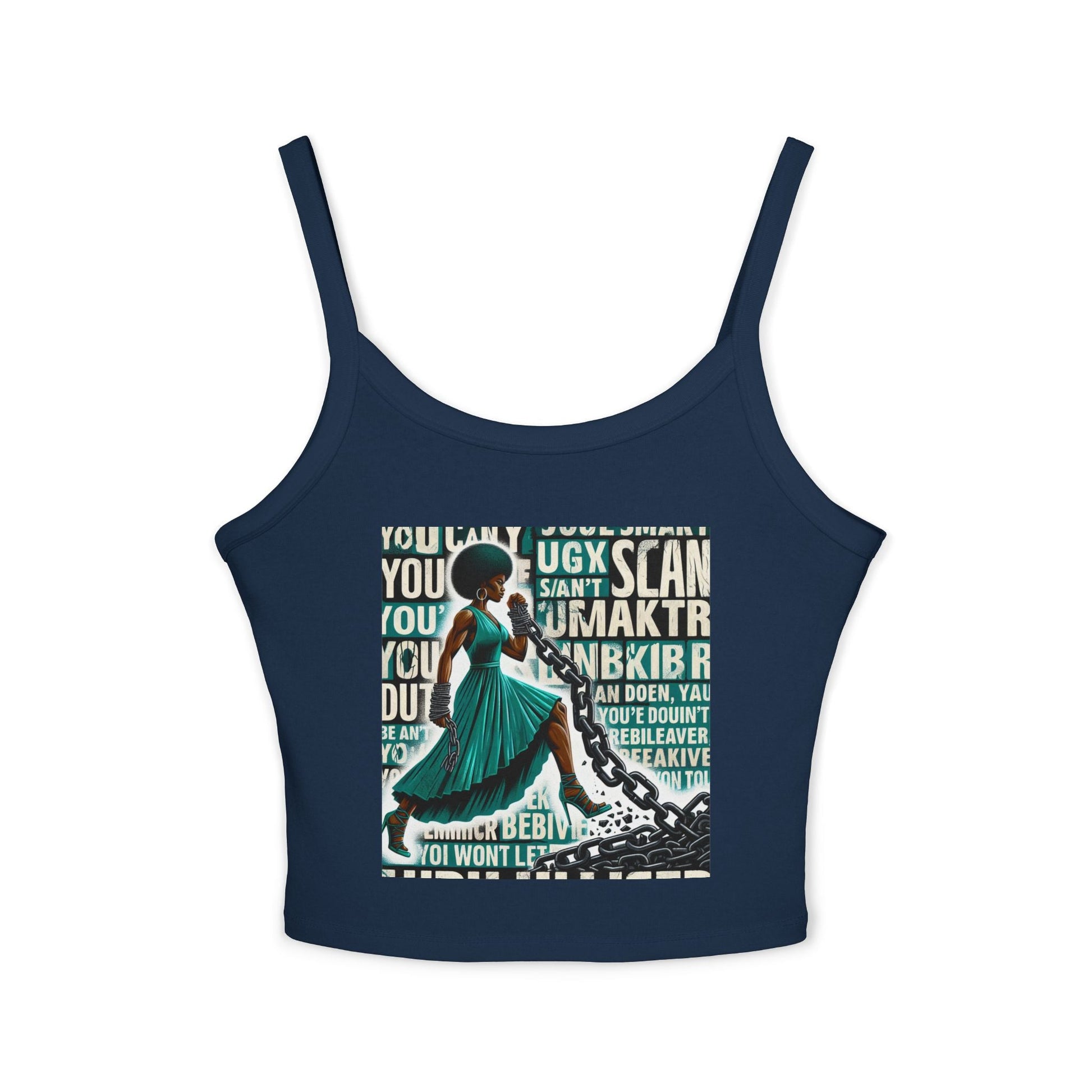 Empowered Woman Spaghetti Strap Tank Top - Inspirational Fashion for Females, Summer Tops, Gift for Her, Festival Wear, Casual Style Printify
