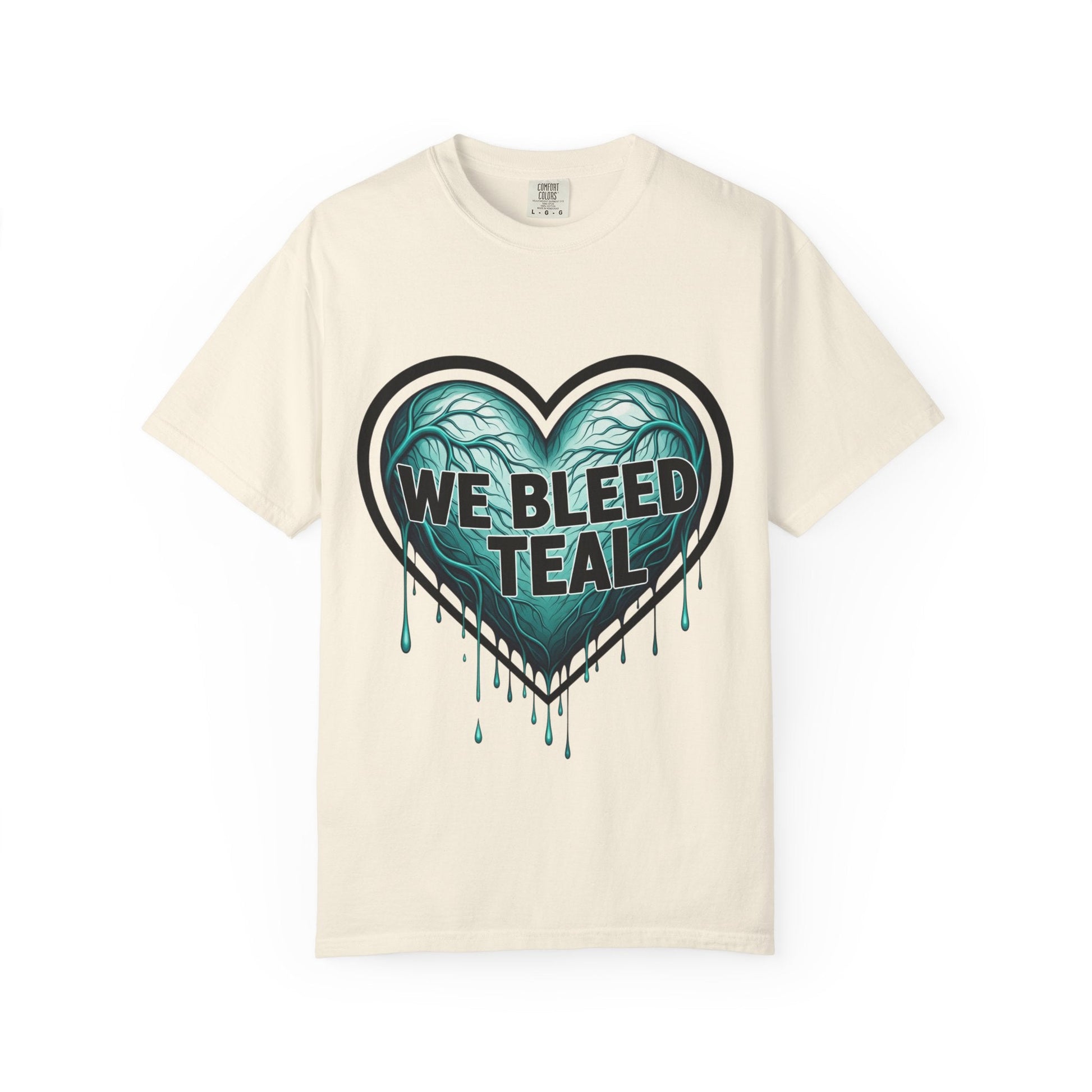 Teal Heart Awareness T-shirt, Unisex Gift for Mental Health, Eco-Friendly Tee, Bleed Teal Support, Casual Everyday Wear Printify