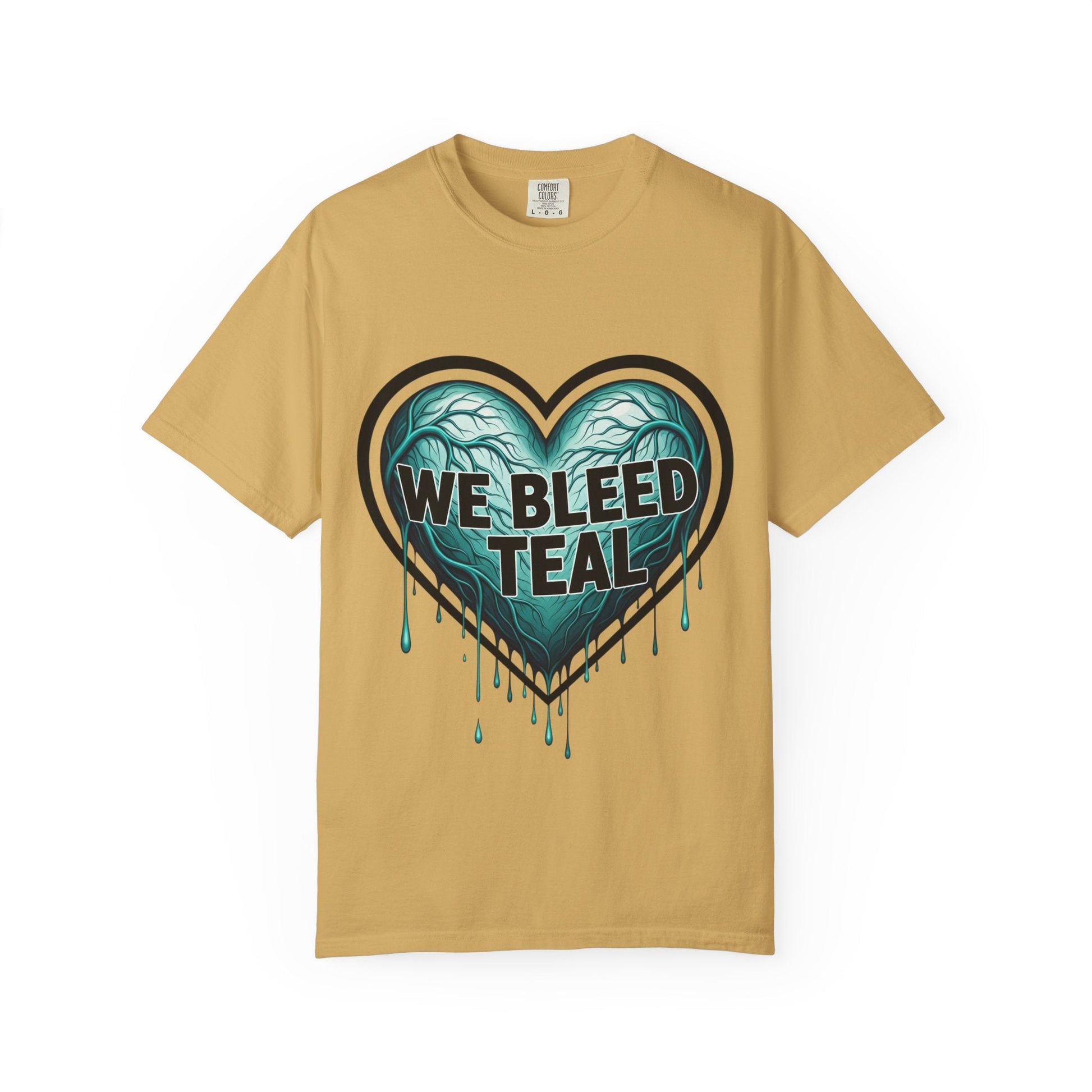 Teal Heart Awareness T-shirt, Unisex Gift for Mental Health, Eco-Friendly Tee, Bleed Teal Support, Casual Everyday Wear Printify