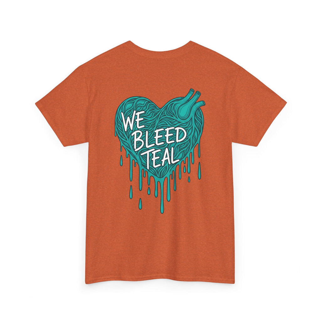Teal Heart Tee - Unisex Heavy Cotton T-Shirt, Gift for Sports Fans, Casual Wear, Team Spirit Apparel, Soft Cotton Tee, Everyday Comfort Printify