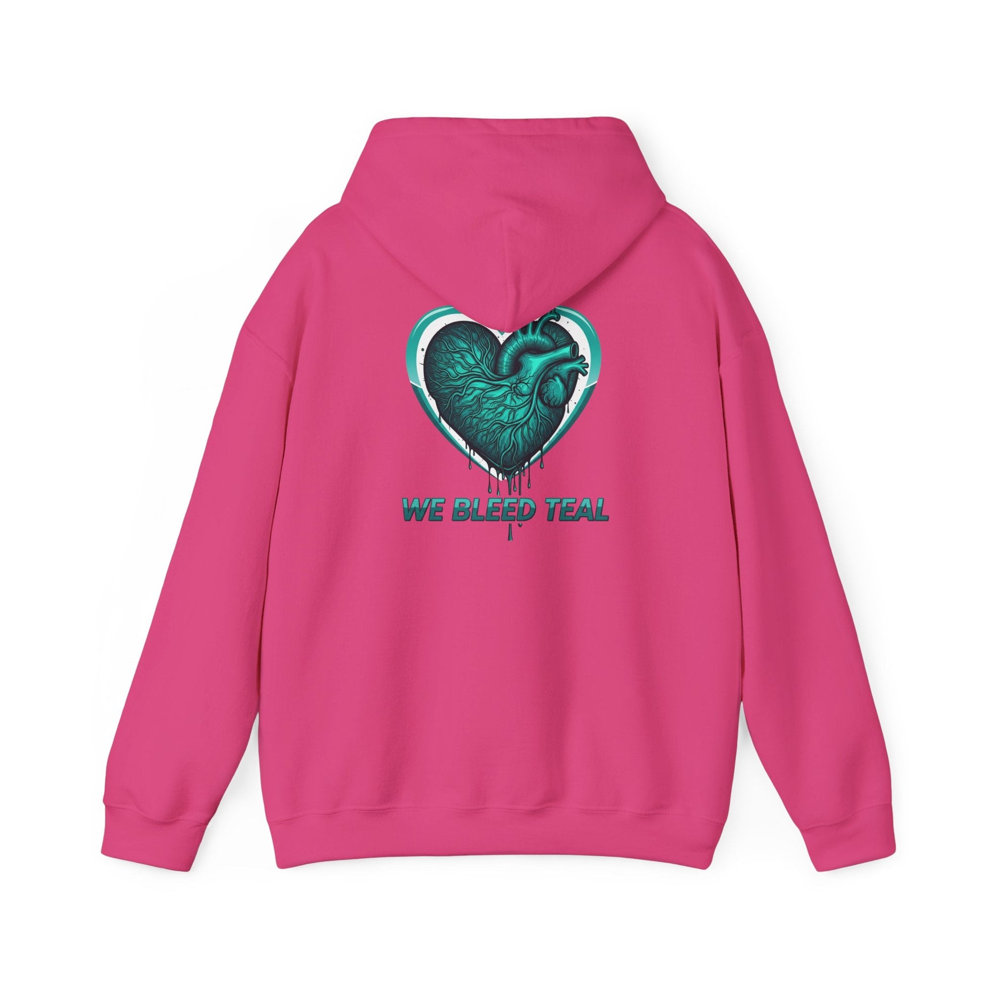 Teal Heart Hoodie - Unisex Heavy Blend Sweatshirt, Perfect for Gamers, Sport Fans, Casual Wear, Gift for Holidays Printify