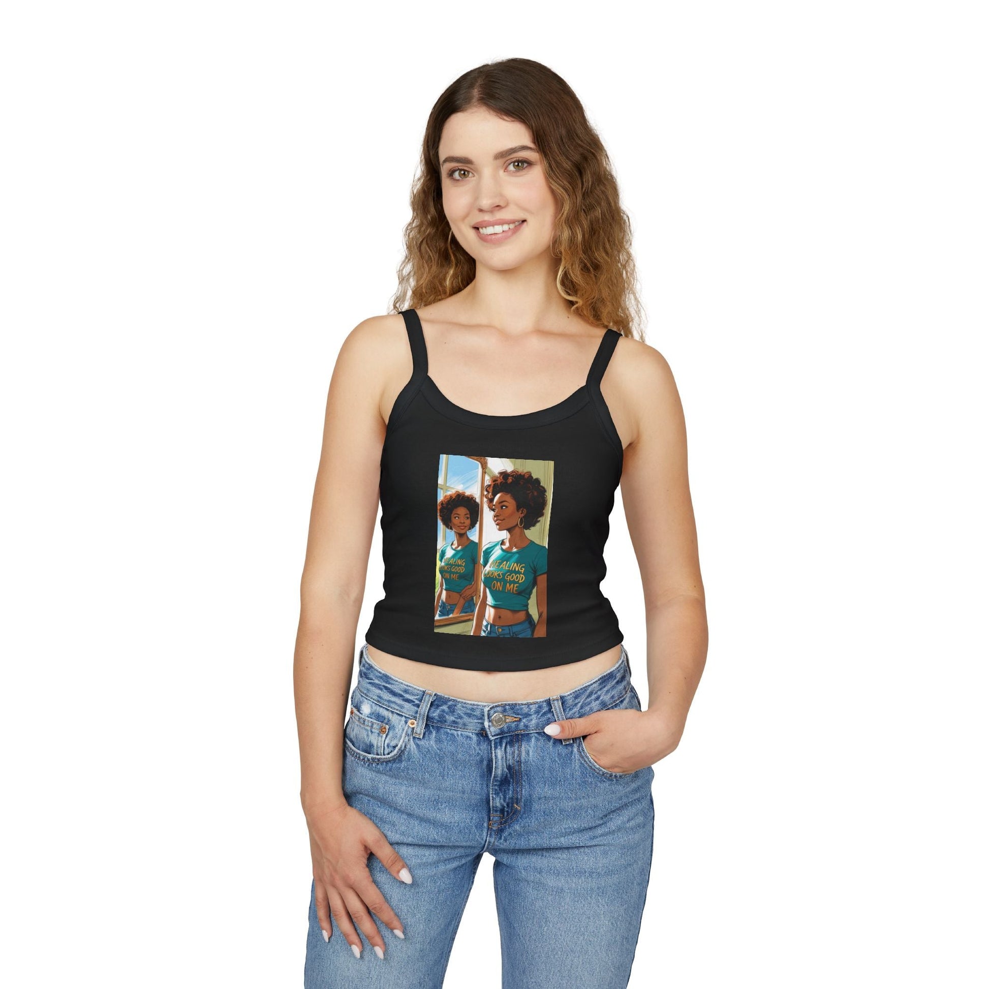 Stylish Crop Tank Top with Motivational Quote, Summer Essential, Perfect for Casual Outfits, Beachwear, Gift Idea Printify