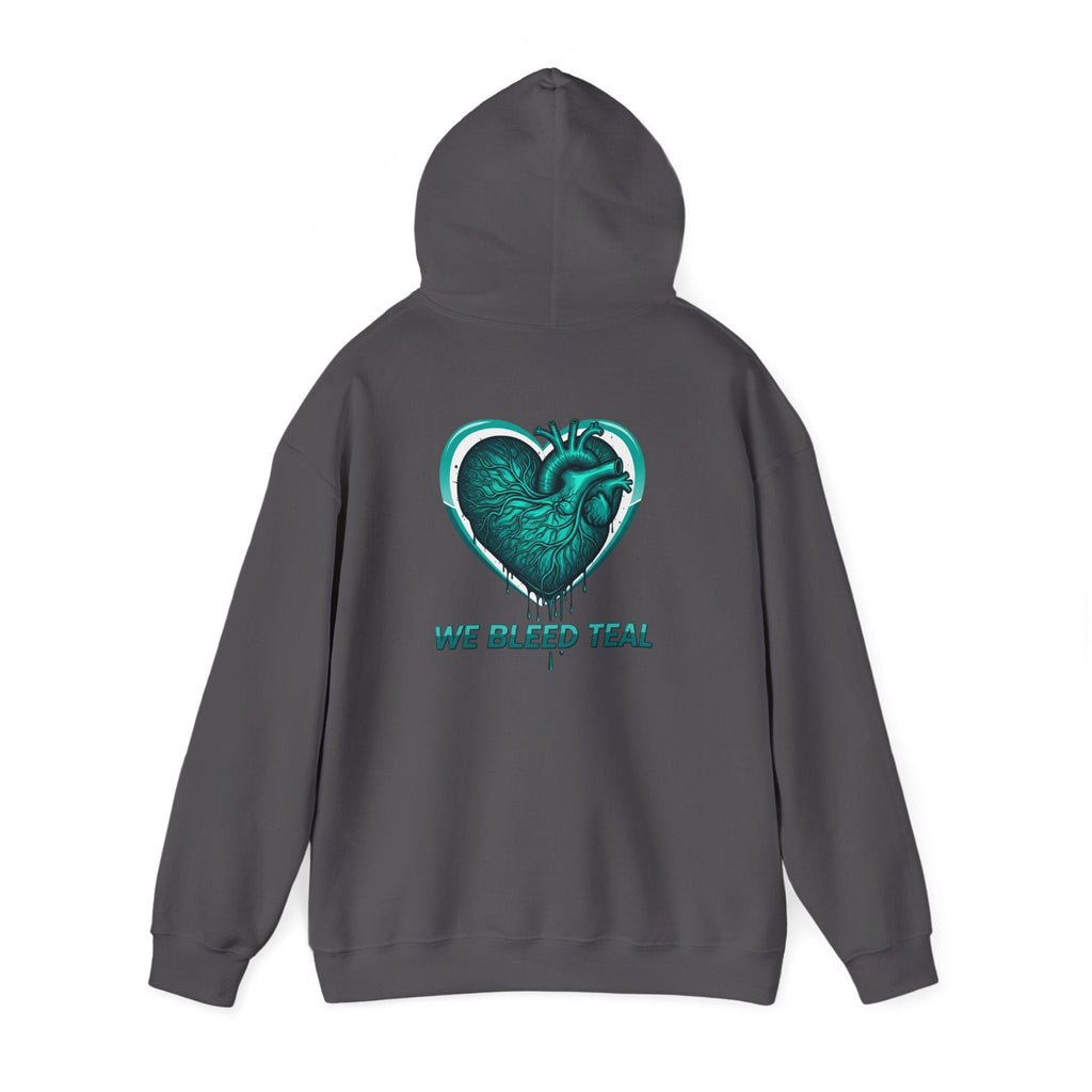Teal Heart Hoodie - Unisex Heavy Blend Sweatshirt, Perfect for Gamers, Sport Fans, Casual Wear, Gift for Holidays Printify