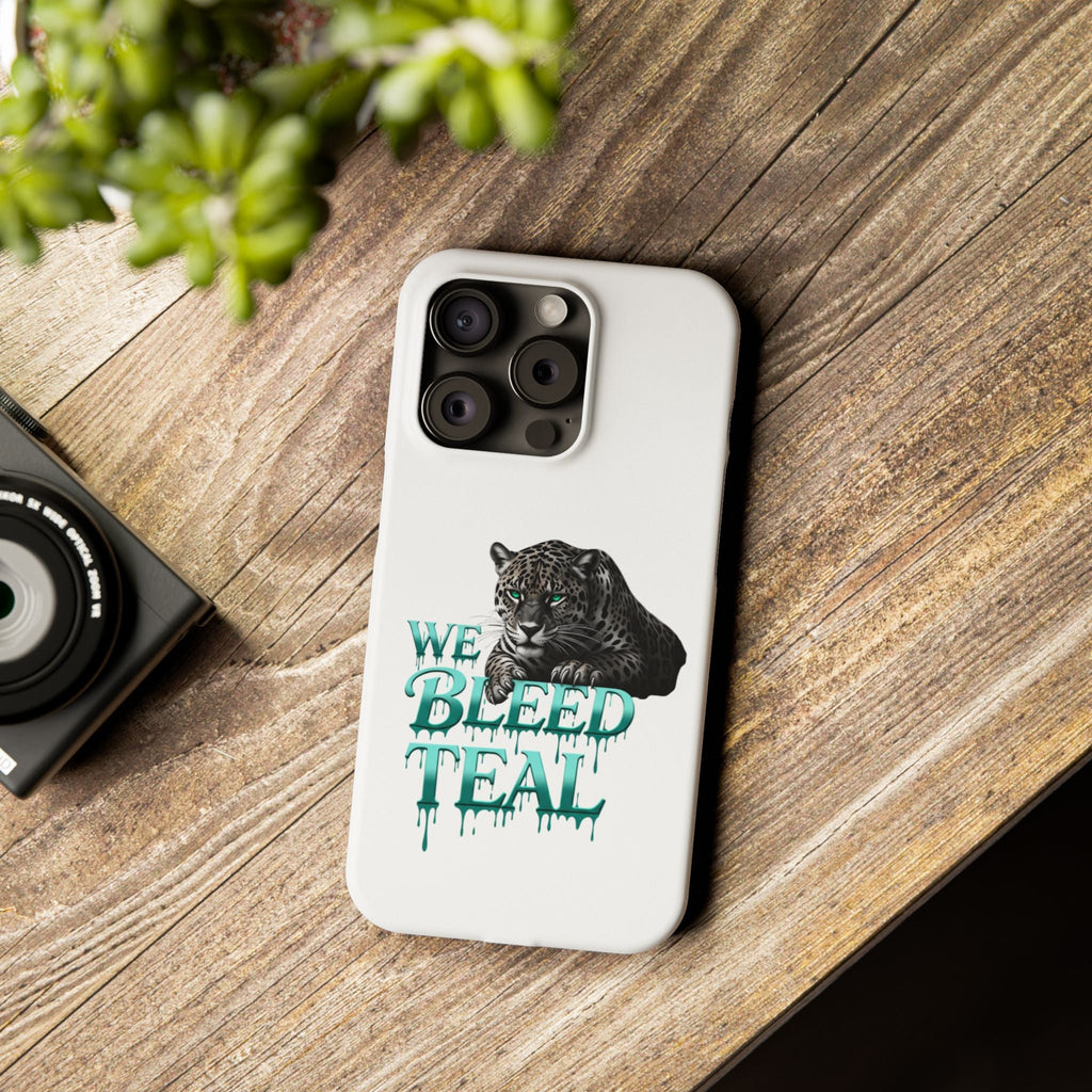 Teal Panther Slim Phone Case - Bold Animal Design, Unique Gift for Wildlife Lovers, Stylish Phone Accessory, Modern Aesthetic, Trendy [...] Printify