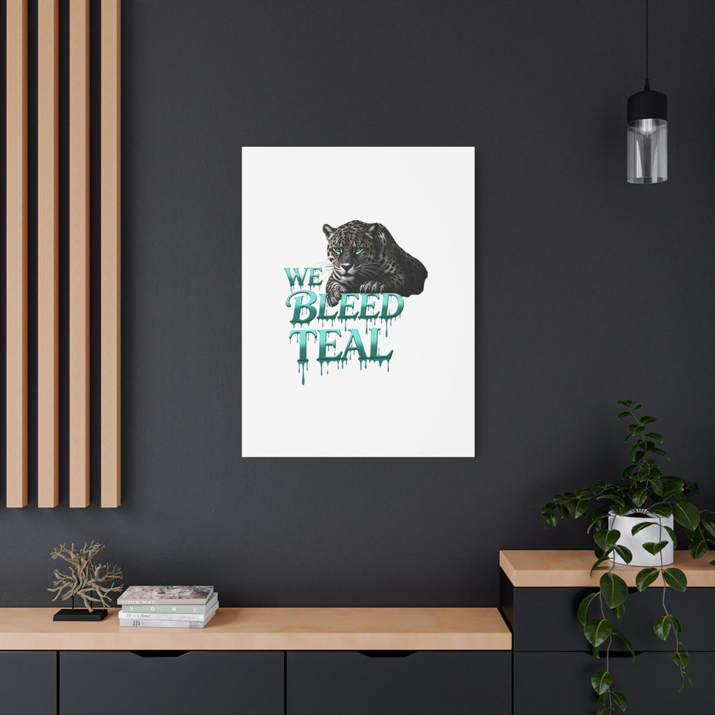 Teal Leopard Canvas Art Print, Modern Wall Decor, Animal Lover Gift, Home Interior Design, We Bleed Teal Artwork Printify