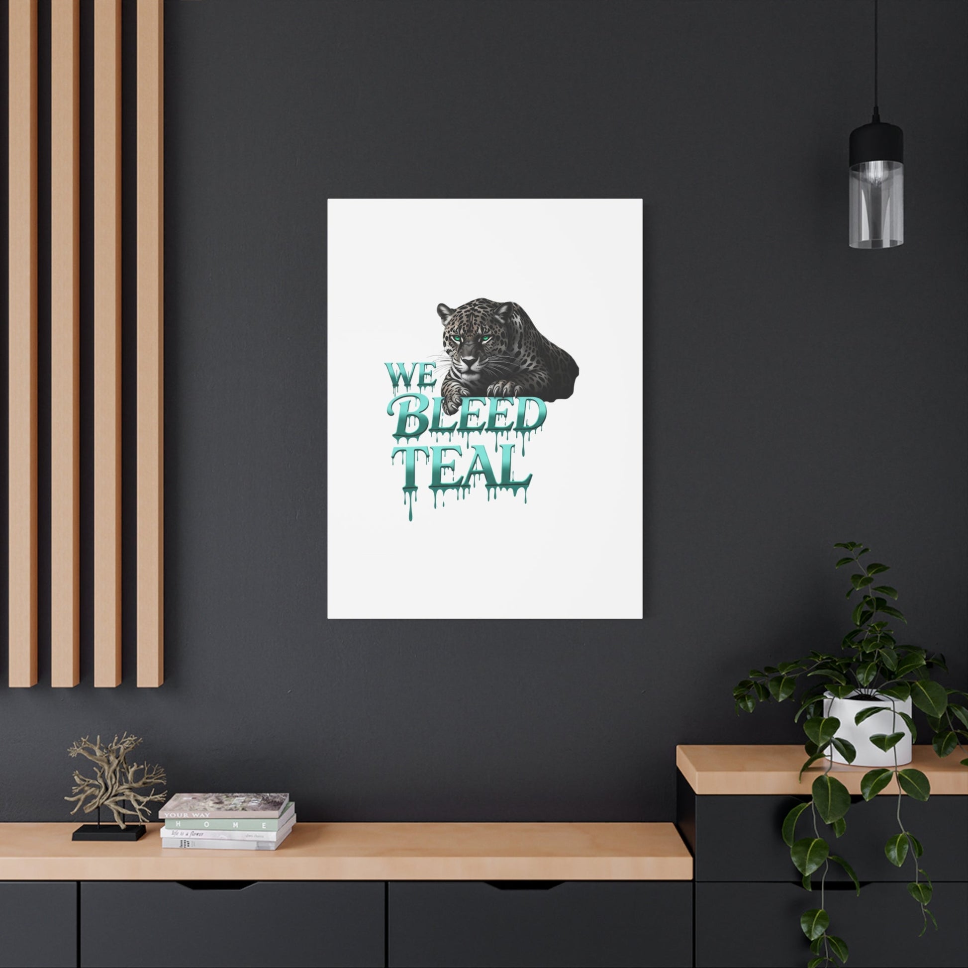 Teal Leopard Canvas Art Print, Modern Wall Decor, Animal Lover Gift, Home Interior Design, We Bleed Teal Artwork Printify