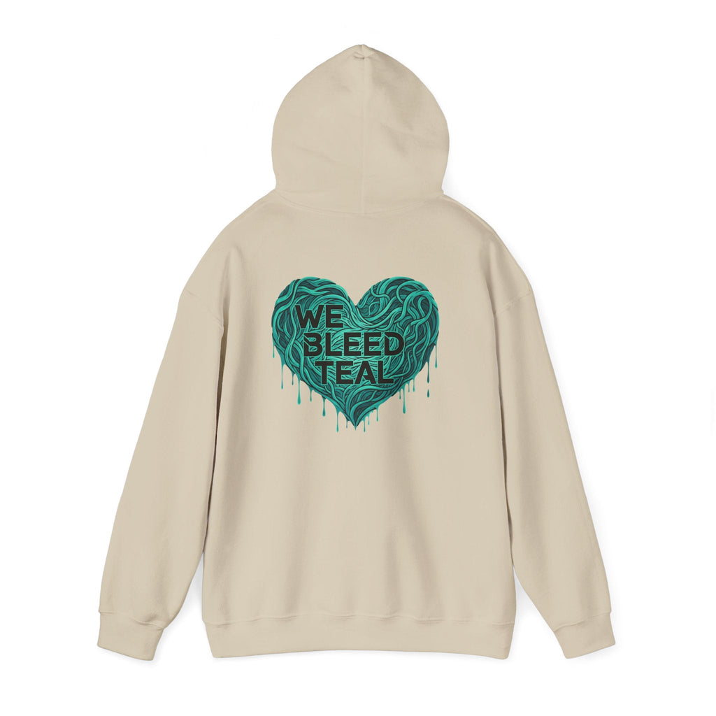 Teal Heart Hoodie, Unisex Hooded Sweatshirt, Casual Sweatshirt, Gift for Teal Lovers, Birthday Gift, Heart Sweatshirt Printify
