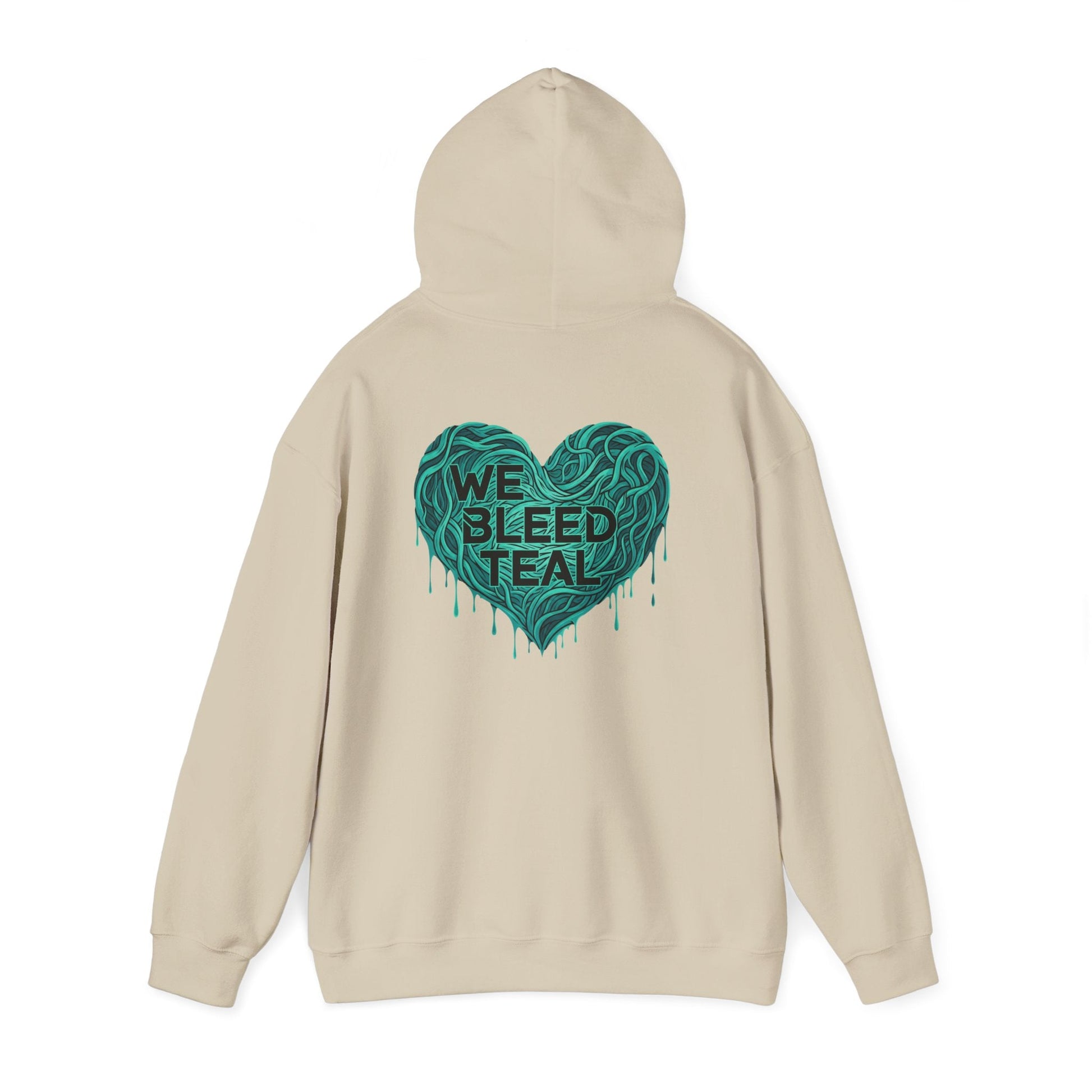 Teal Heart Hoodie, Unisex Hooded Sweatshirt, Casual Sweatshirt, Gift for Teal Lovers, Birthday Gift, Heart Sweatshirt Printify