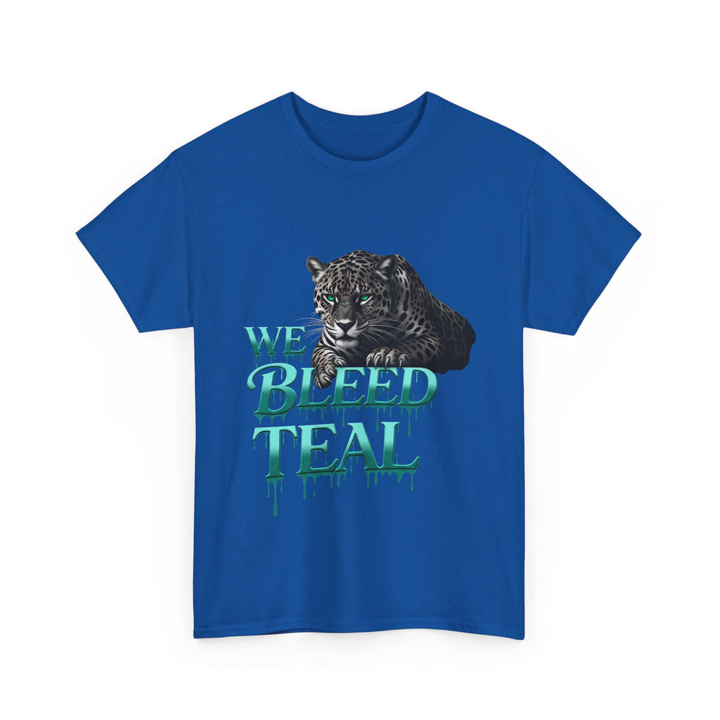 Teal Bleeding Cat Tee: Unisex Heavy Cotton Shirt, Pet Lover Gift, Casual Wear, Animal Lover Apparel, Unique Graphic Tee Printify