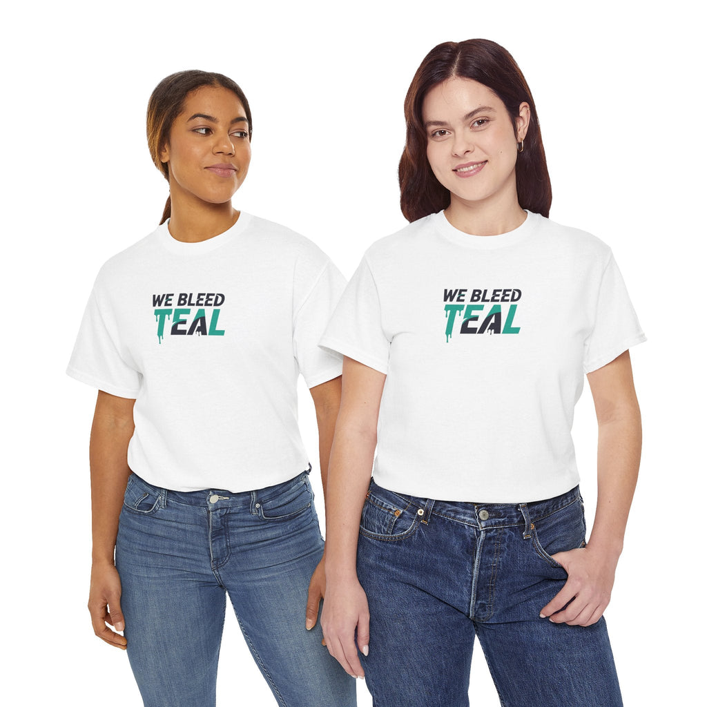 Teal Heart Tee - Unisex Heavy Cotton T-Shirt, Gift for Sports Fans, Casual Wear, Team Spirit Apparel, Soft Cotton Tee, Everyday Comfort Printify