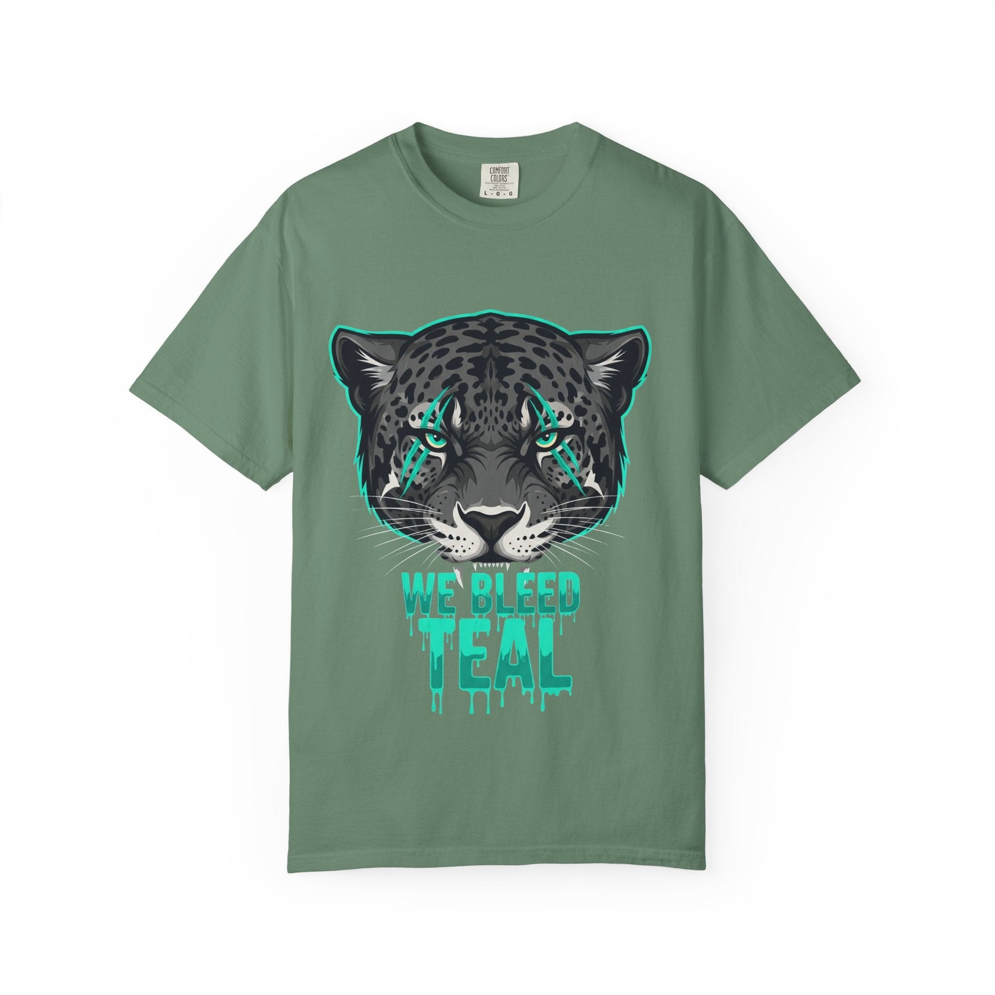 Teal Panther Unisex T-Shirt, Casual Graphic Tee, Animal Lover Gift, Unique Style, Eco-Friendly Apparel Printify