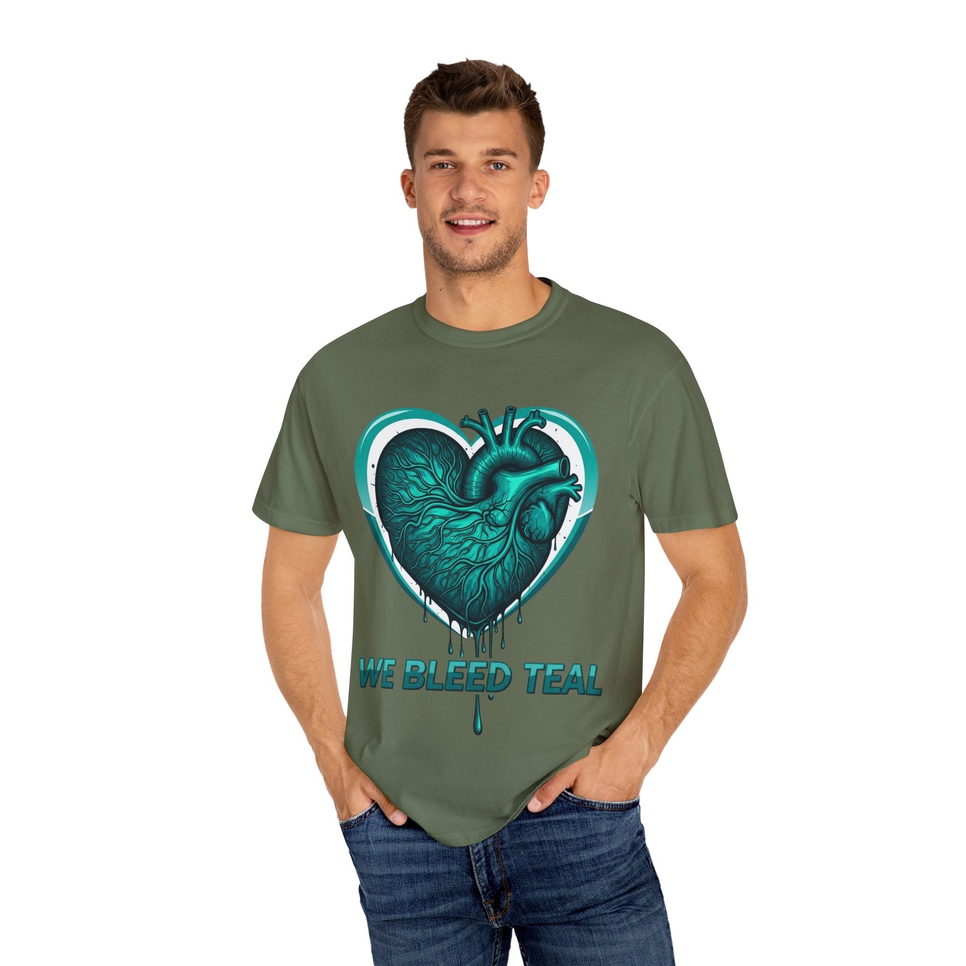 Teal Heart T-Shirt, Unisex Casual Shirt, Heart Health Awareness Tee, Gift for Men & Women, Comfortable Everyday Wear, We Bleed Teal Printify
