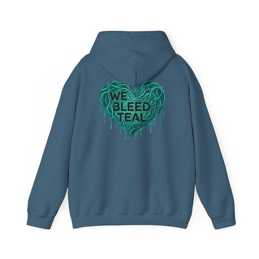 Teal Heart Hoodie, Unisex Hooded Sweatshirt, Casual Sweatshirt, Gift for Teal Lovers, Birthday Gift, Heart Sweatshirt Printify