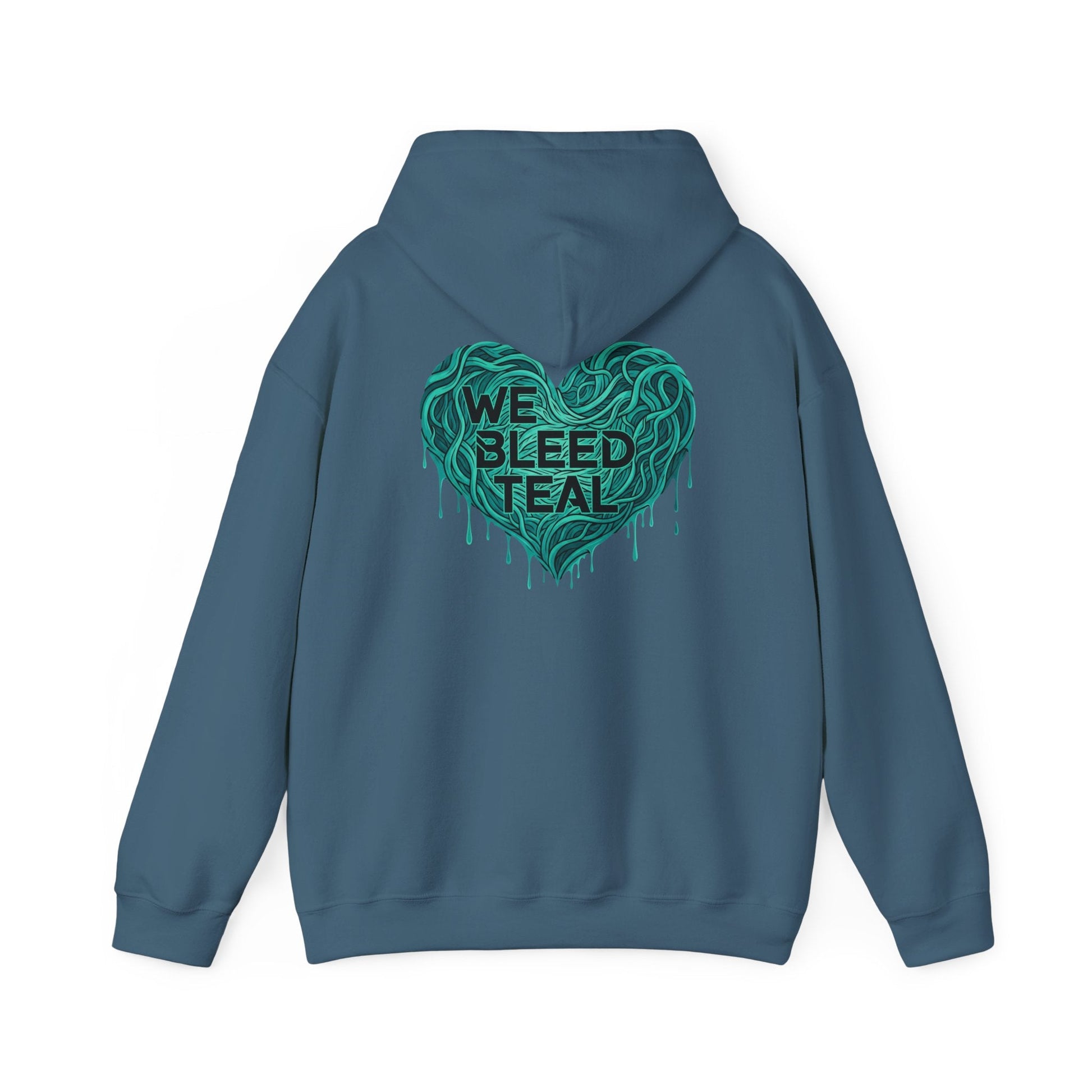Teal Heart Hoodie, Unisex Hooded Sweatshirt, Casual Sweatshirt, Gift for Teal Lovers, Birthday Gift, Heart Sweatshirt Printify