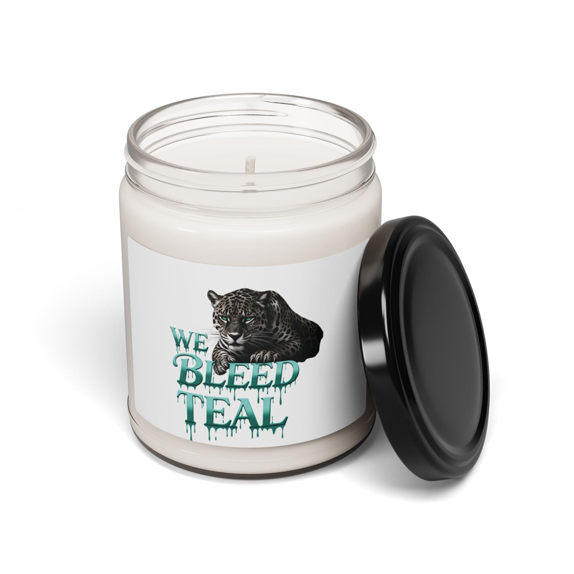 Teal Panther Scented Soy Candle - We Bleed Teal | Eco-Friendly Gift, Home Decor, Aromatherapy, Unique Candle