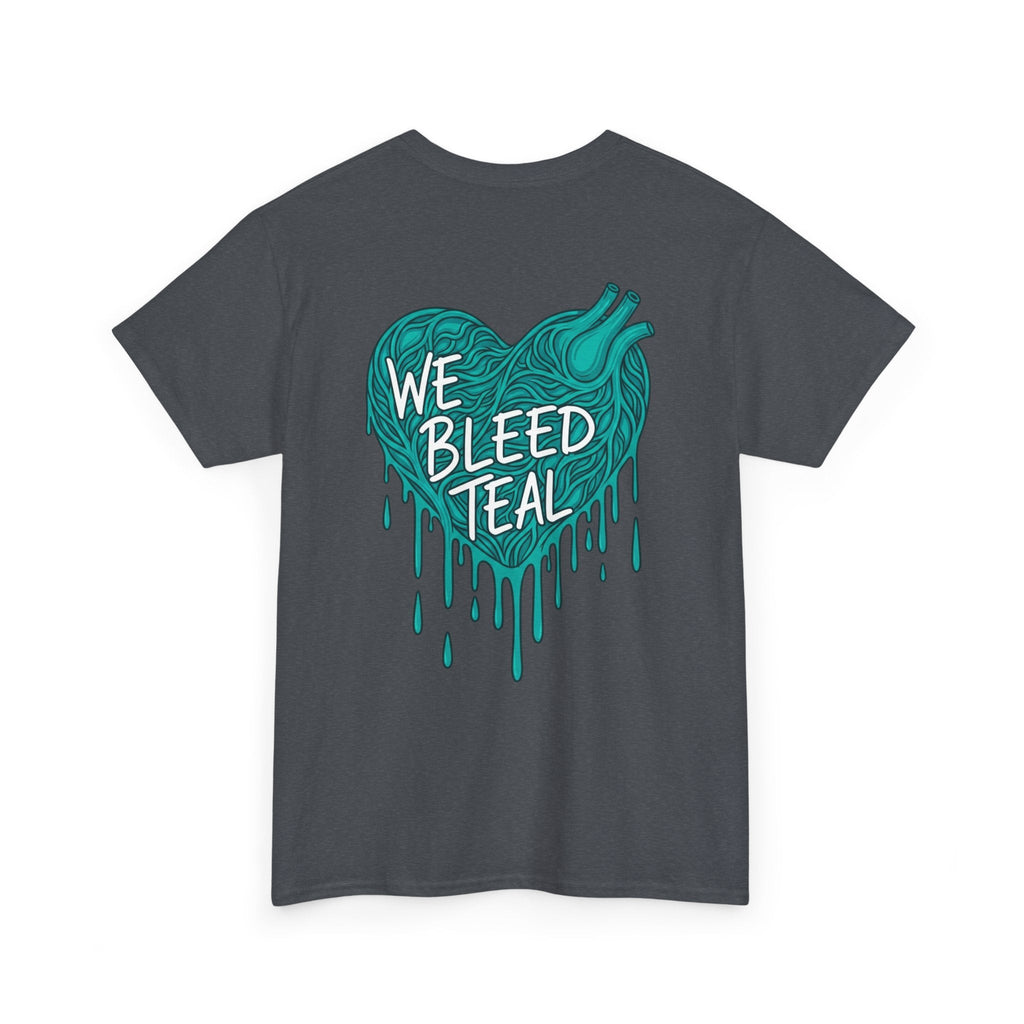 Teal Heart Tee - Unisex Heavy Cotton T-Shirt, Gift for Sports Fans, Casual Wear, Team Spirit Apparel, Soft Cotton Tee, Everyday Comfort Printify