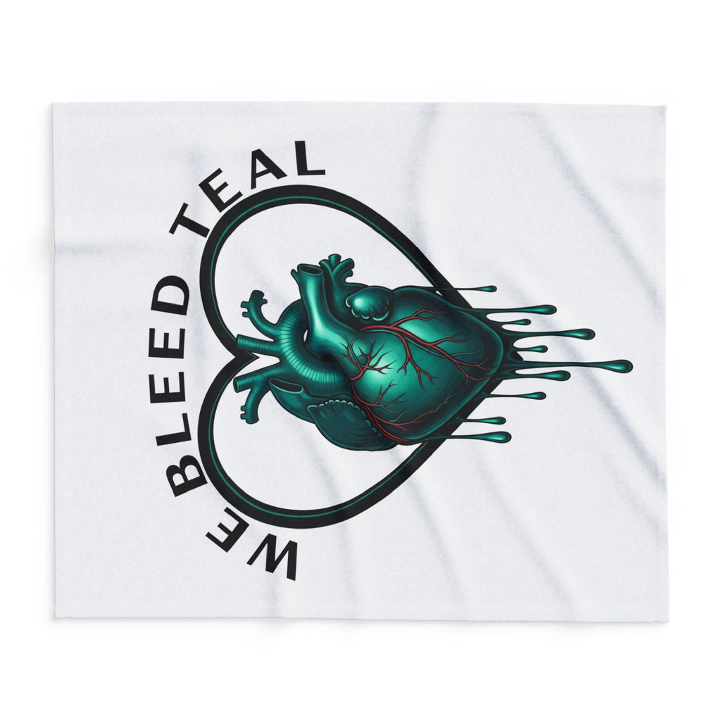 Teal Heart Fleece Blanket - Cozy Throw for Health Awareness, Gifts for Nurses, Valentine’s Day, Home Decor, Charity Fundraisers Printify