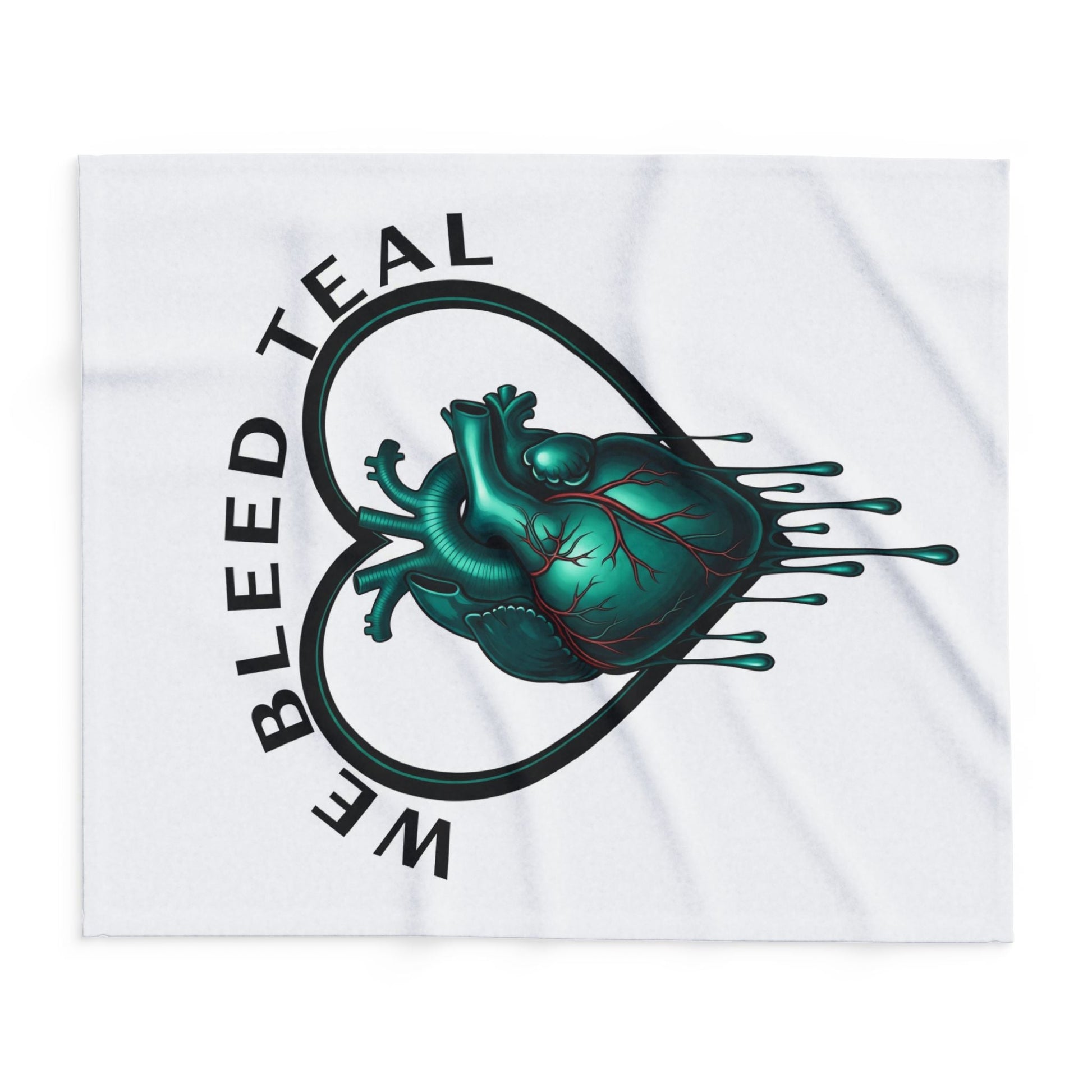 Teal Heart Fleece Blanket - Cozy Throw for Health Awareness, Gifts for Nurses, Valentine’s Day, Home Decor, Charity Fundraisers Printify