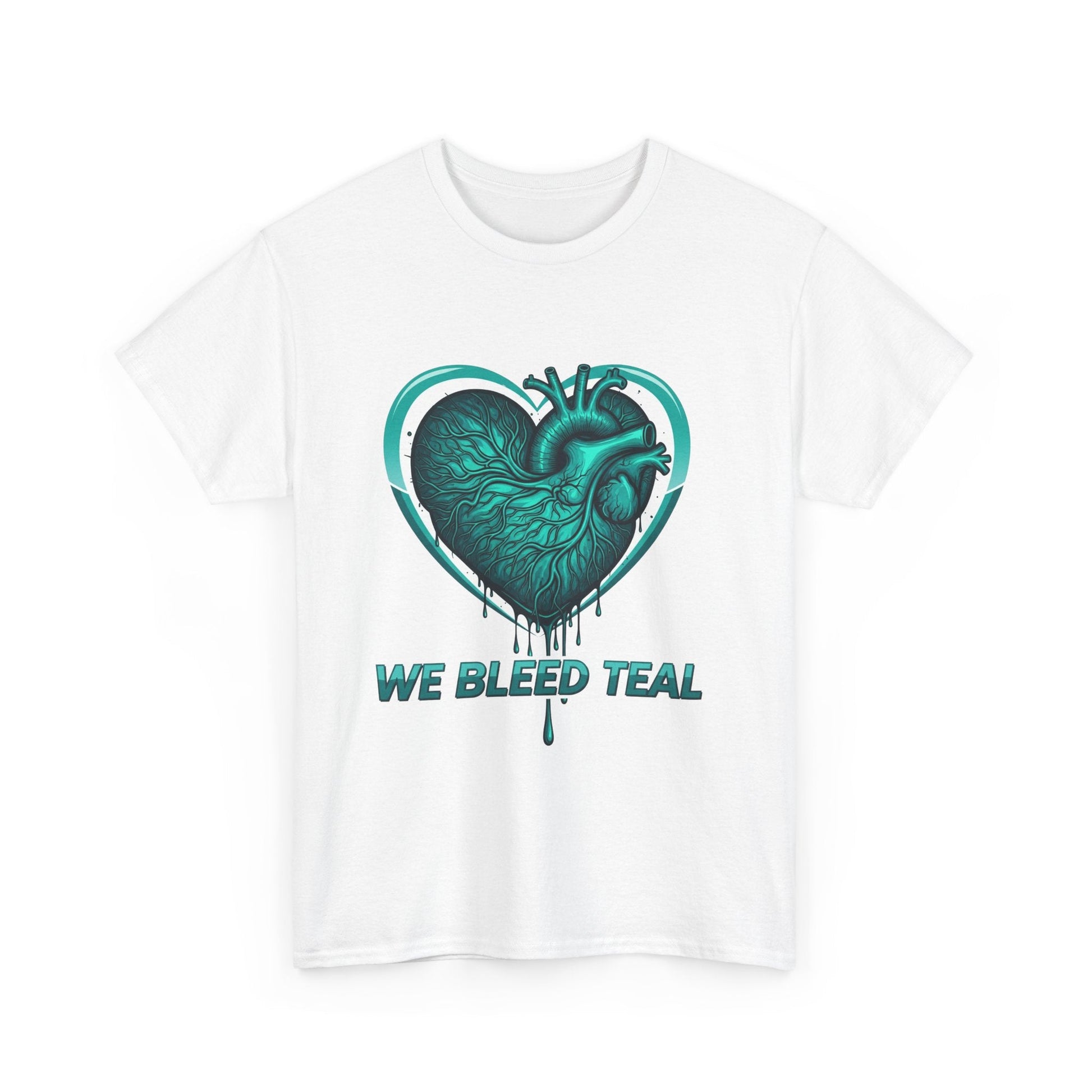 Teal Heart Awareness Tee, Unisex Cotton Shirt, Supportive Gear, Medical Awareness, Gift for Loved Ones, Casual Wear Printify