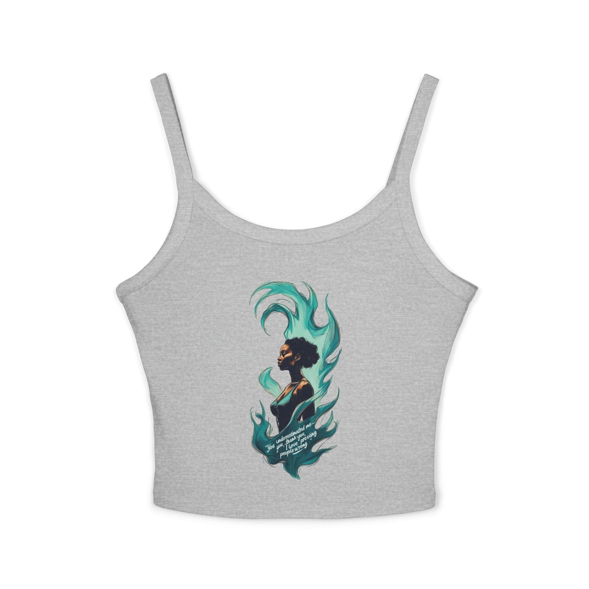 Empowered Woman Spaghetti Strap Tank Top, Feminine Fashion, Summer Wear, Gift for Her, Casual Top, Boho Style Printify