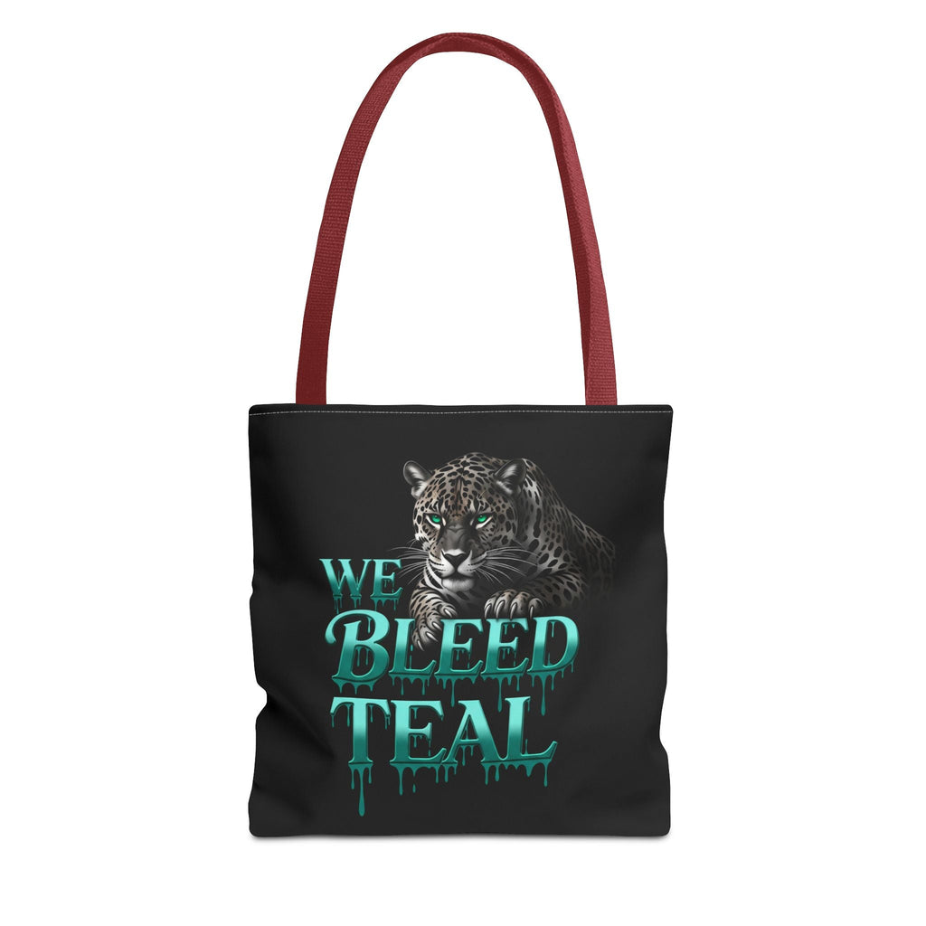 Stylish AOP Tote Bag - We Bleed Teal, Eco-Friendly Shopping Bag, Trendy Canvas Tote, Unique Gift, Perfect for Sports Fans, Everyday Use Printify