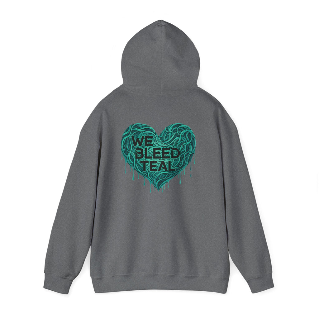 Teal Heart Hoodie, Unisex Hooded Sweatshirt, Casual Sweatshirt, Gift for Teal Lovers, Birthday Gift, Heart Sweatshirt Printify