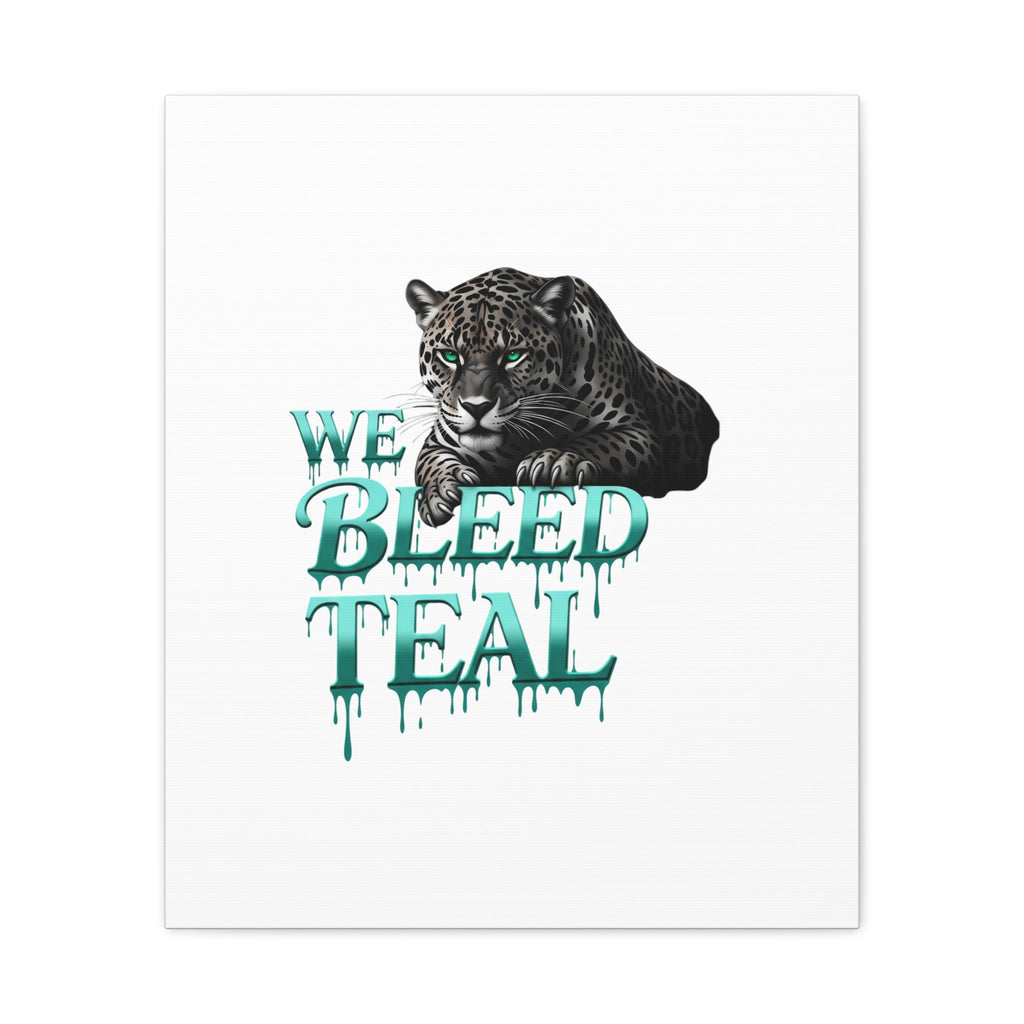 Teal Leopard Canvas Art Print, Modern Wall Decor, Animal Lover Gift, Home Interior Design, We Bleed Teal Artwork Printify