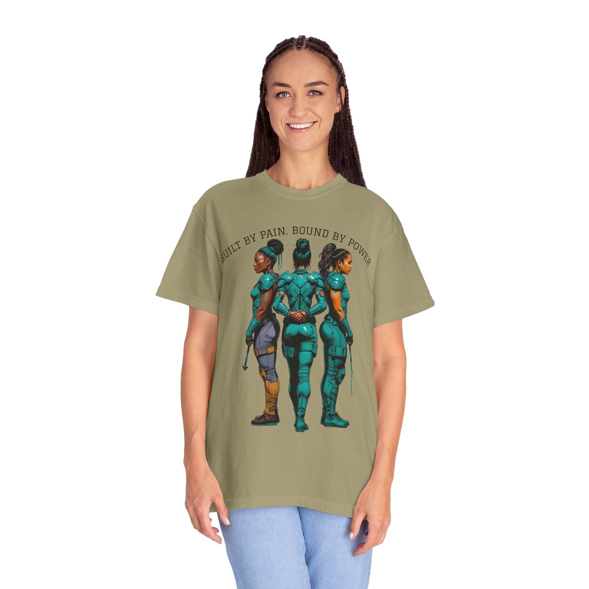 Empowerment Graphic Tee, Built by Pain Bound by Power Shirt, Unisex Motivational T-Shirt, Fitness Apparel, Unique Gift for Warriors Printify