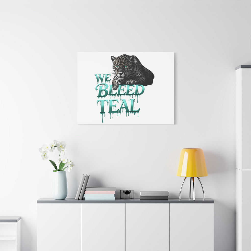 Teal Leopard Canvas Art Print, Modern Wall Decor, Animal Lover Gift, Home Interior Design, We Bleed Teal Artwork Printify
