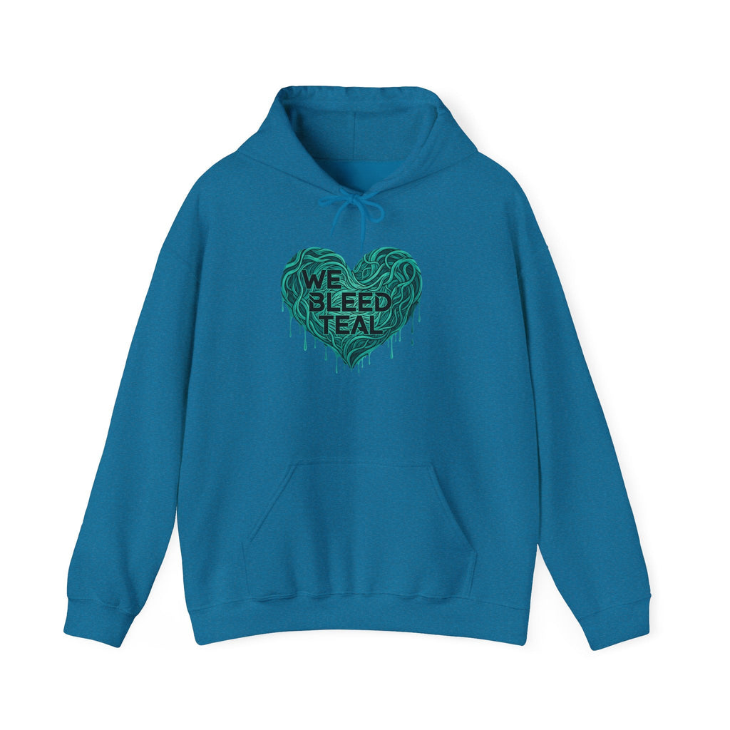 Teal Heart Sweatshirt - Awareness Hoodie for Cancer Support, Cozy Gift for Friends, Unisex Hooded Sweatshirt, Comfort Wear Printify