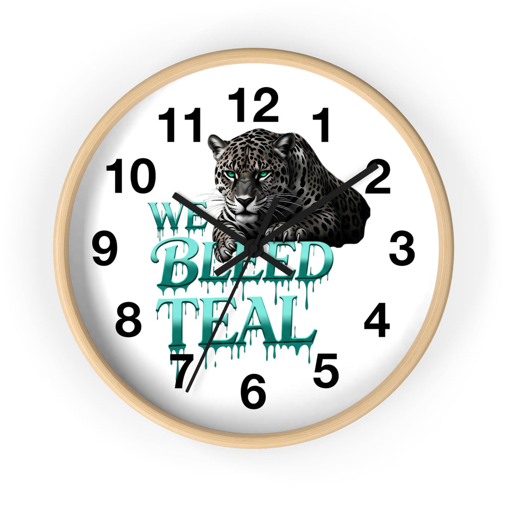 Teal Leopard Wall Clock, Unique Home Decor, Animal Lover Gift, Sports Fan Gift, Personalized Timepiece Printify