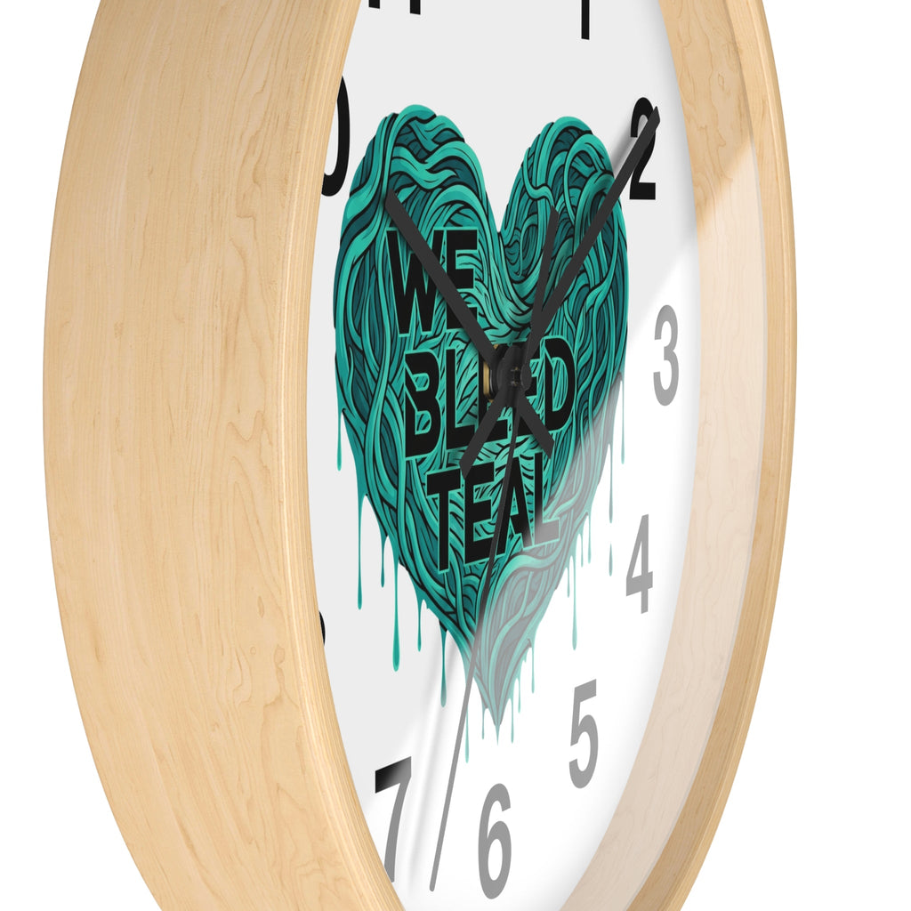 Teal Heart Wall Clock - Inspirational Home Decor, Unique Gift for Cancer Awareness, Stylish Timepiece, Motivational Decor Printify