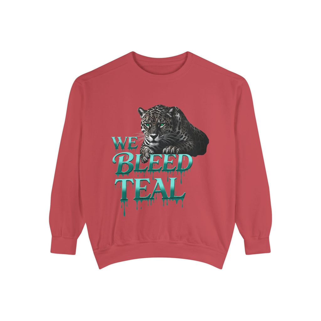 Teal Panther Sweatshirt, Cozy Unisex Sweatshirt, Trendy Fall Fashion, Perfect for Game Day, Unique Gift Idea, Casual Wear Printify