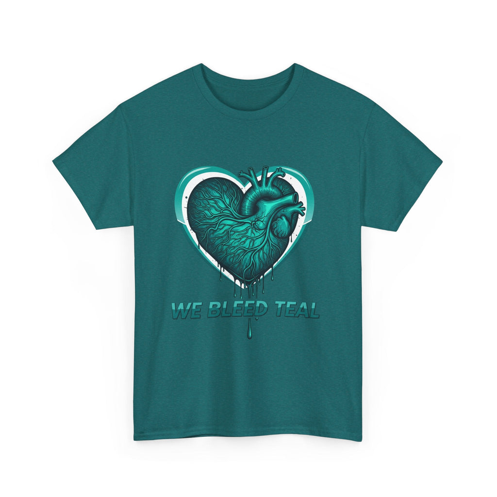 Teal Heart Awareness Tee, Unisex Cotton Shirt, Supportive Gear, Medical Awareness, Gift for Loved Ones, Casual Wear Printify