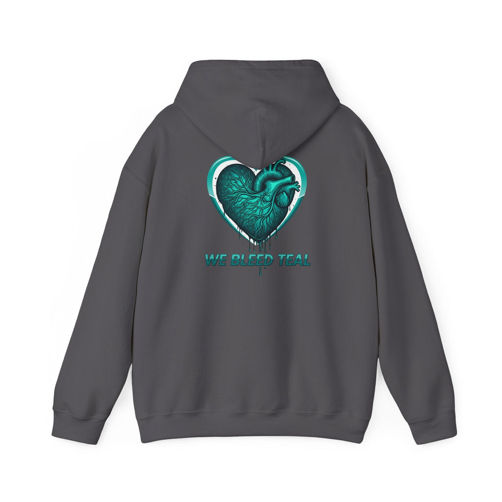 Teal Heart Hoodie - Unisex Heavy Blend Sweatshirt, Perfect for Gamers, Sport Fans, Casual Wear, Gift for Holidays Printify