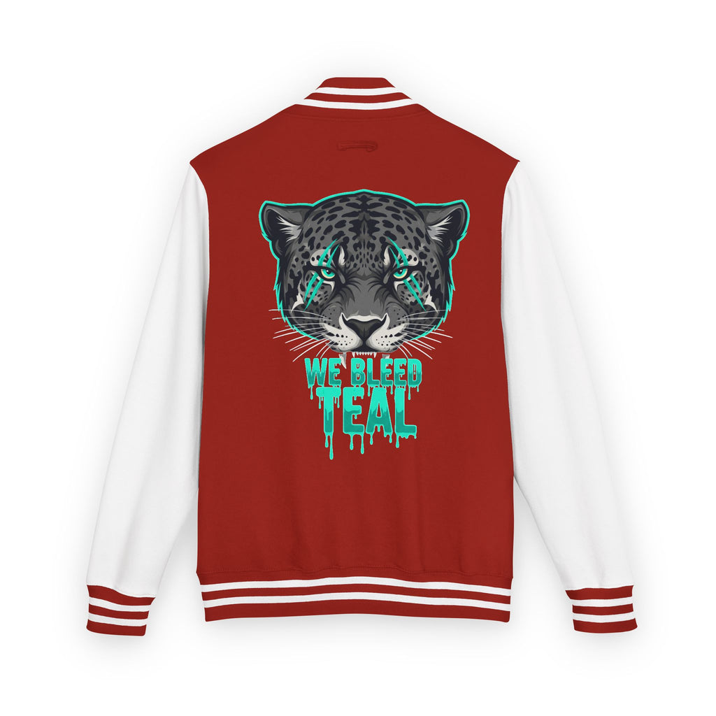 Teal Cheetah Letterman Jacket, Unisex Varsity Jacket, Stylish College Apparel, Gift for Sports Fans, Trendy Streetwear, Casual Fashion
